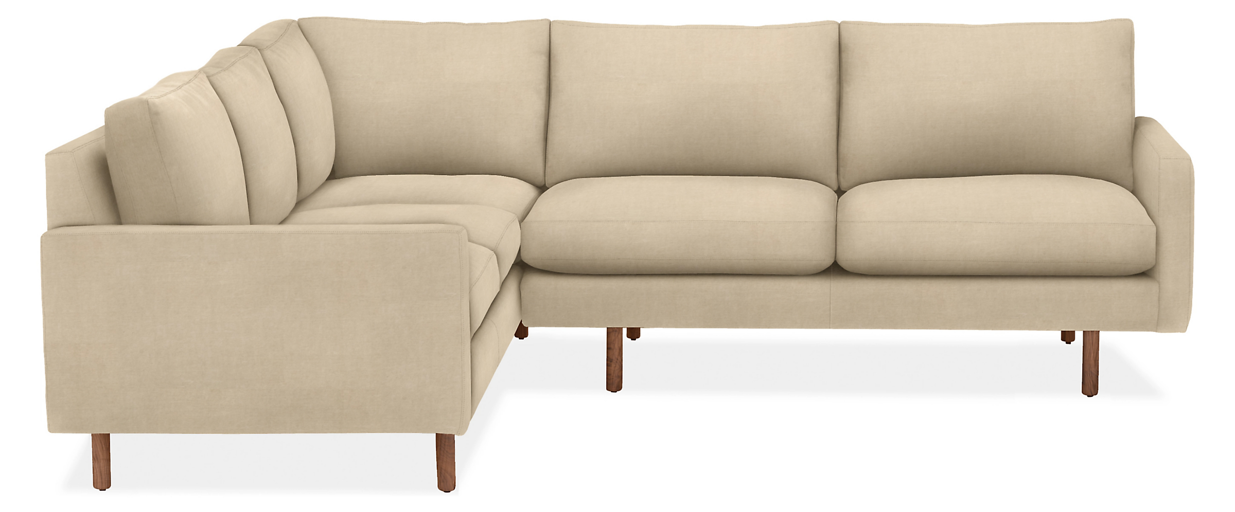 Jasper 92x91" Two-Piece w/Left-Arm Corner Sofa in View Wheat with Walnut Legs