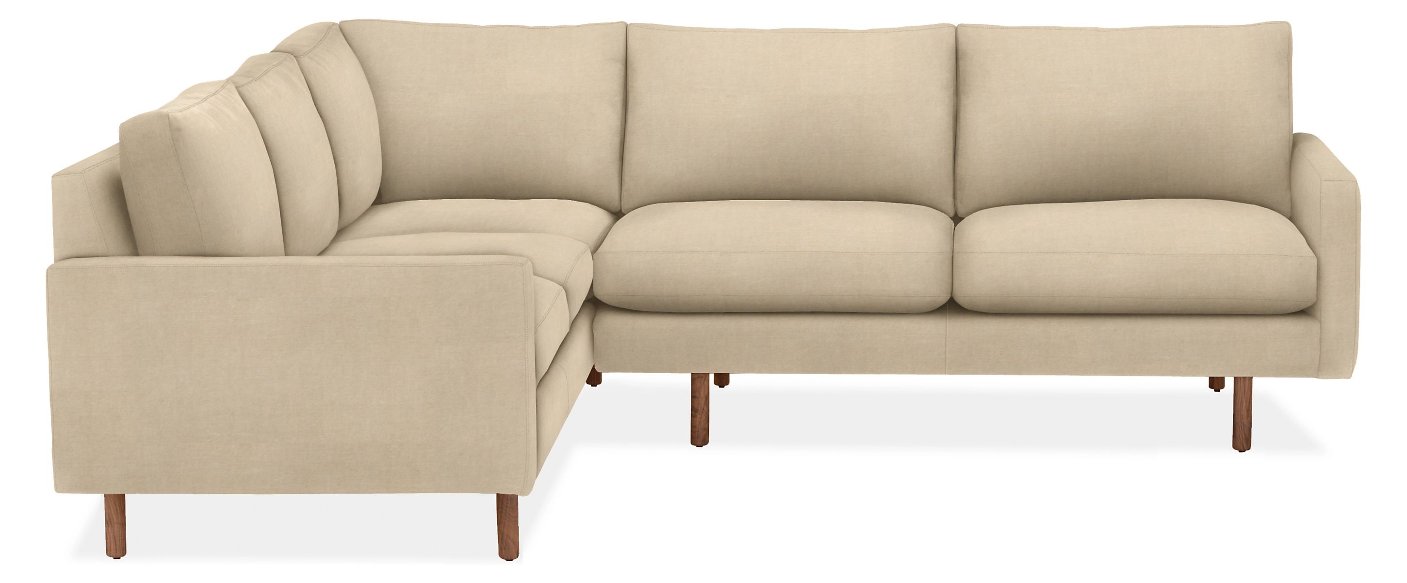 Jasper 92x91" Two-Piece w/Left-Arm Corner Sofa in View Wheat with Walnut Legs