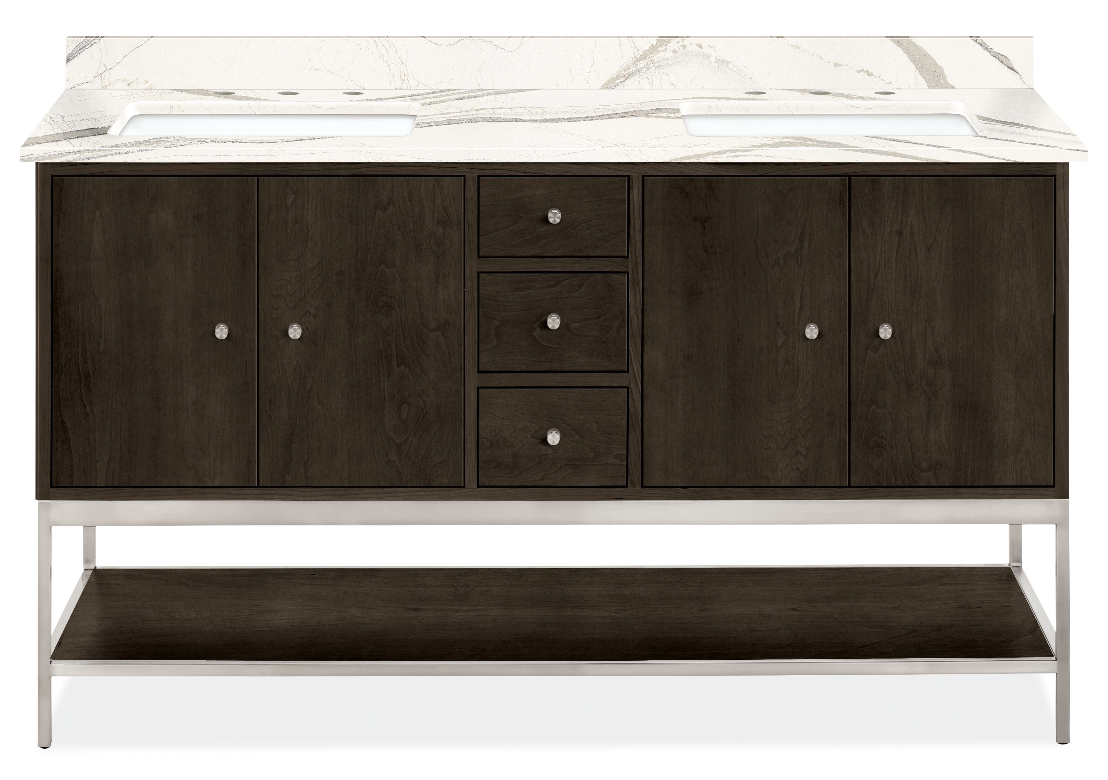 Linear Bathroom Vanities with Shelf - Cambria Top