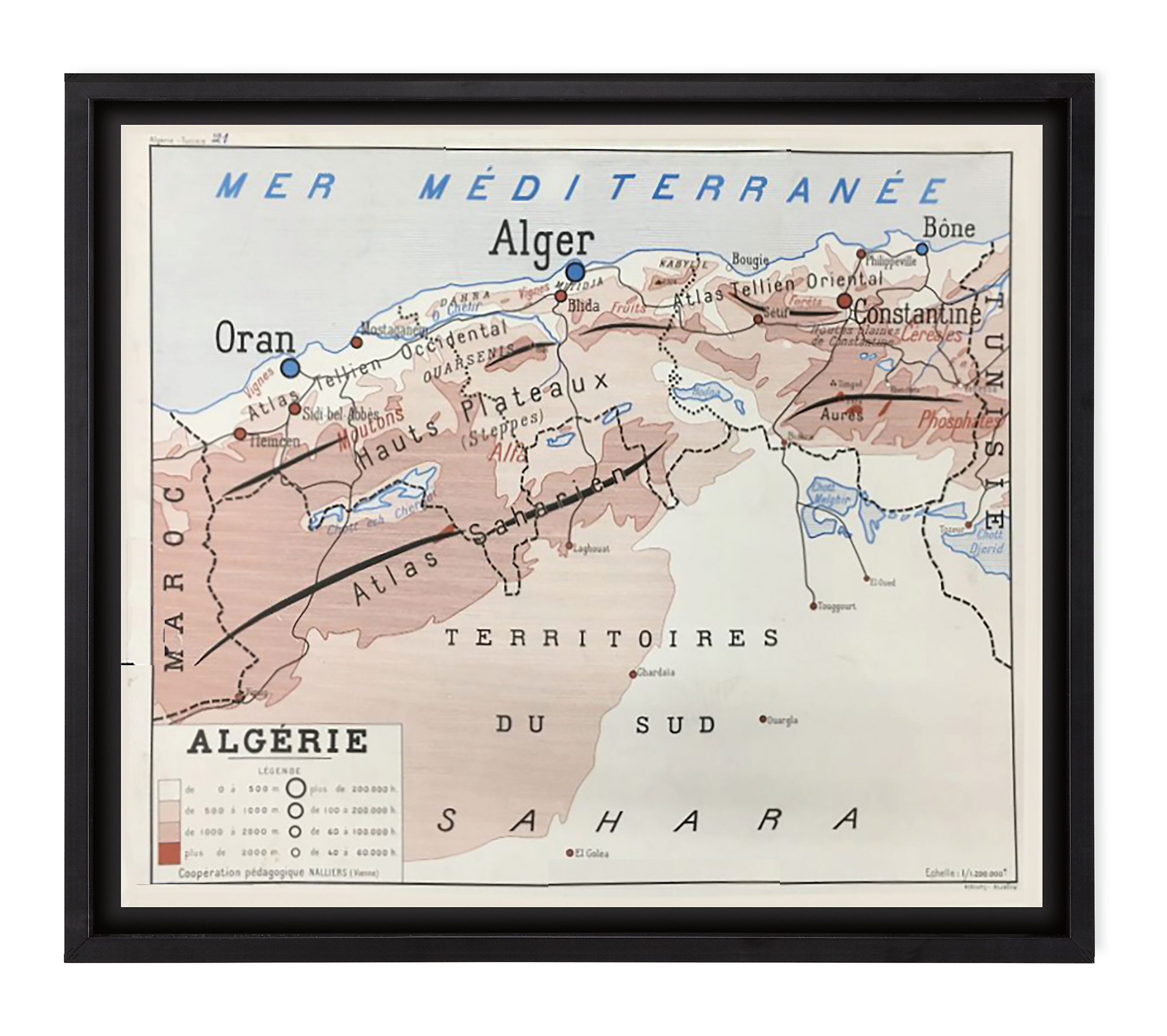 Vintage French School Map - Algerie