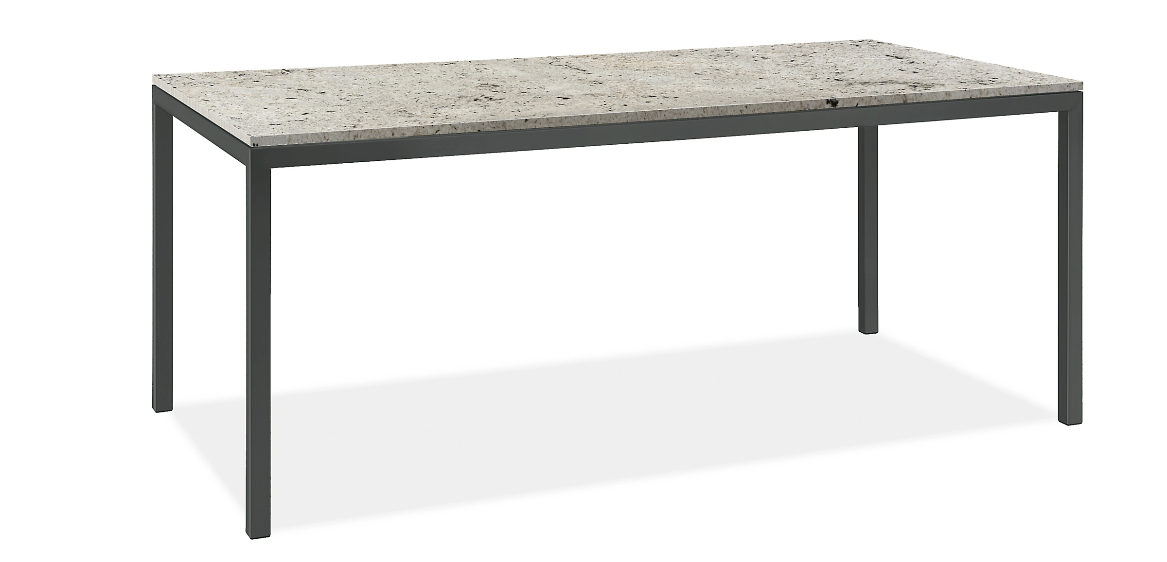 Parsons 76w 36d 29h Dining Table w/1.5" Graphite Base and Mayfair White Granite