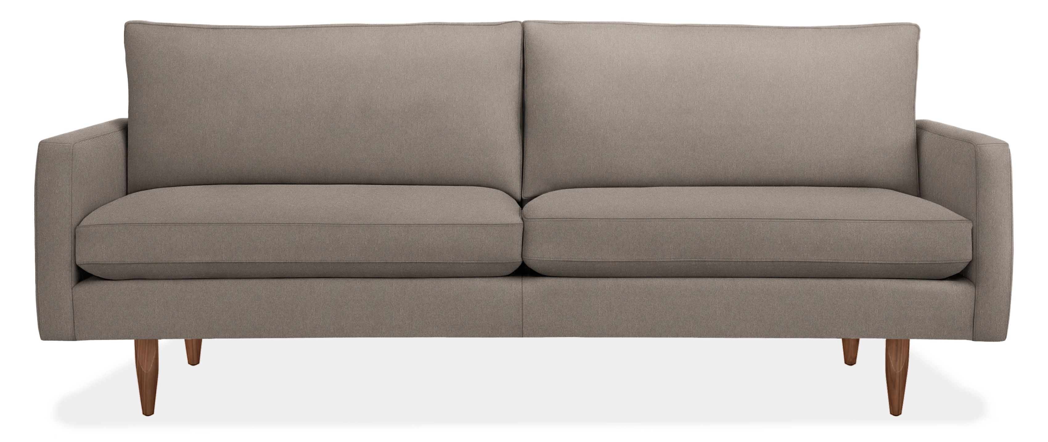 Jasper 86" Sofa in Dawson Cement with Tapered Walnut Legs