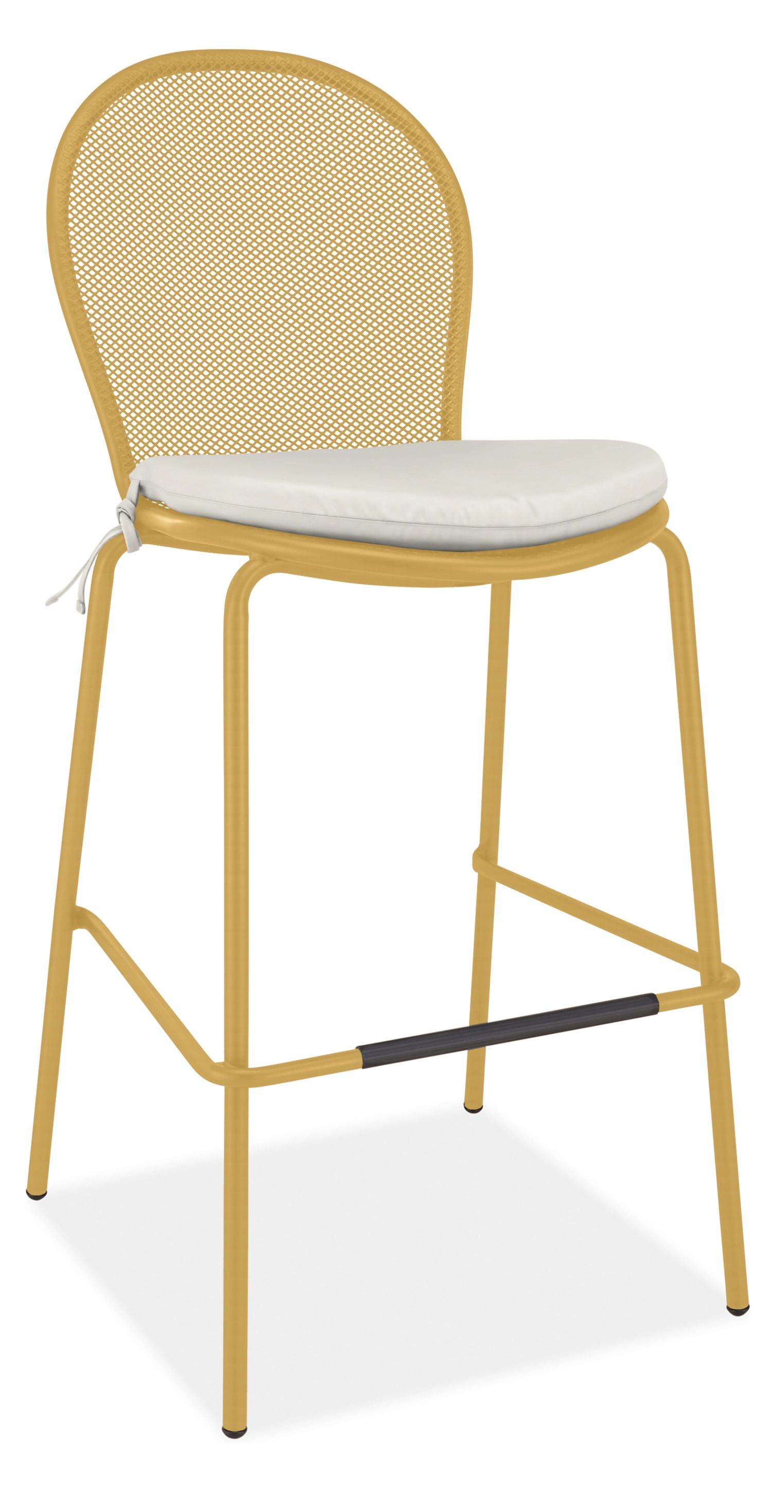 Rio Bar Stool in Saffron with Cushion in Sunbrella Canvas White