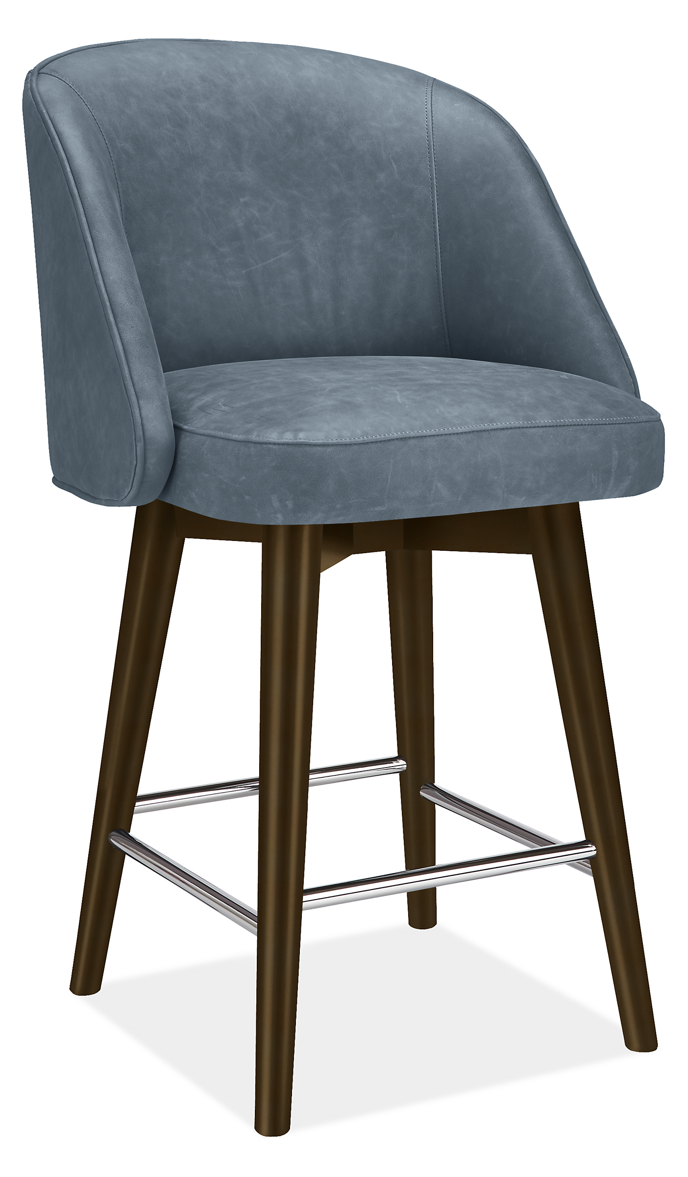 Cora Swivel Counter Stool in Vento Cadet Leather with Charcoal Legs