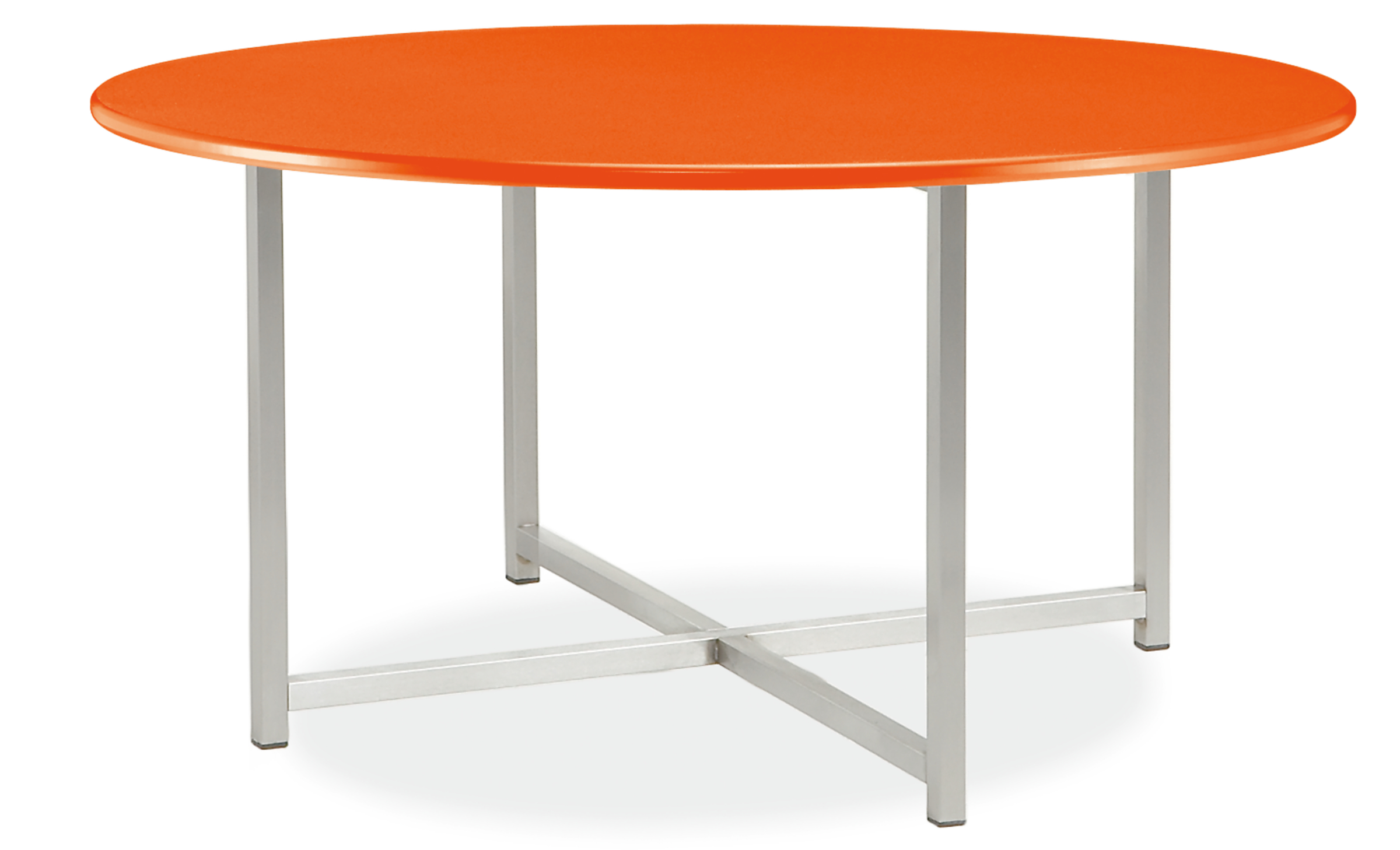 Classic 27 diam 16h Round Outdoor Coffee Table in SS w/Orange HDPE Top