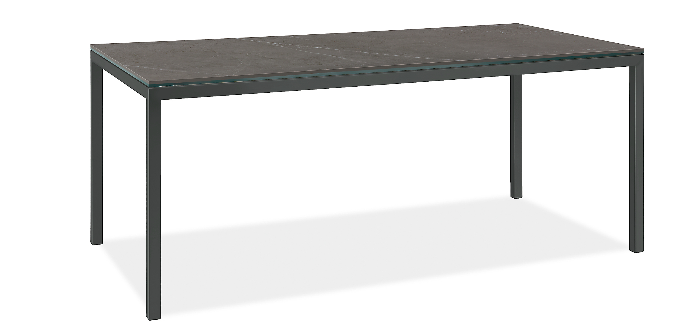 Parsons 72w 36d 29h 1.5" Table in Graphite with Marbled Grey Ceramic Top