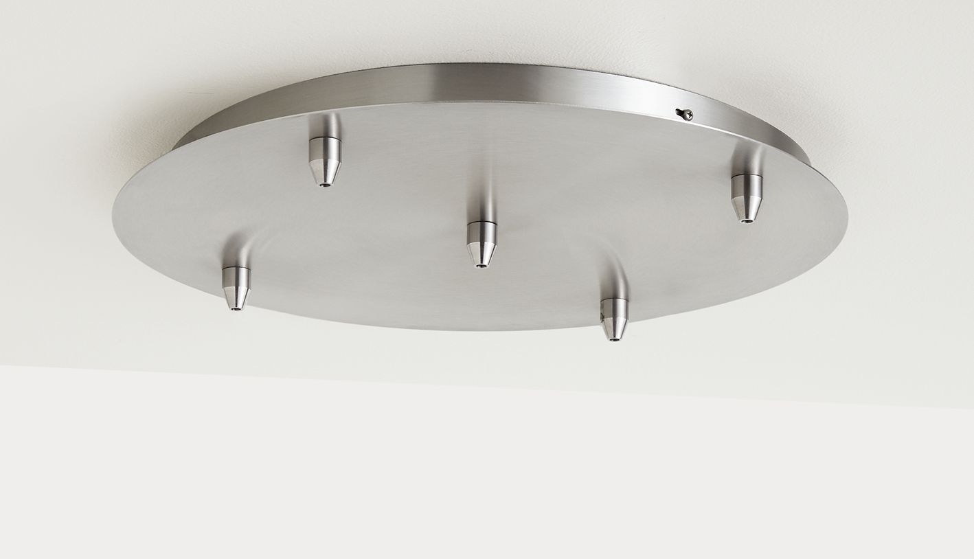 Canopy Group of Five Round Ceiling Plate in Stainless Steel