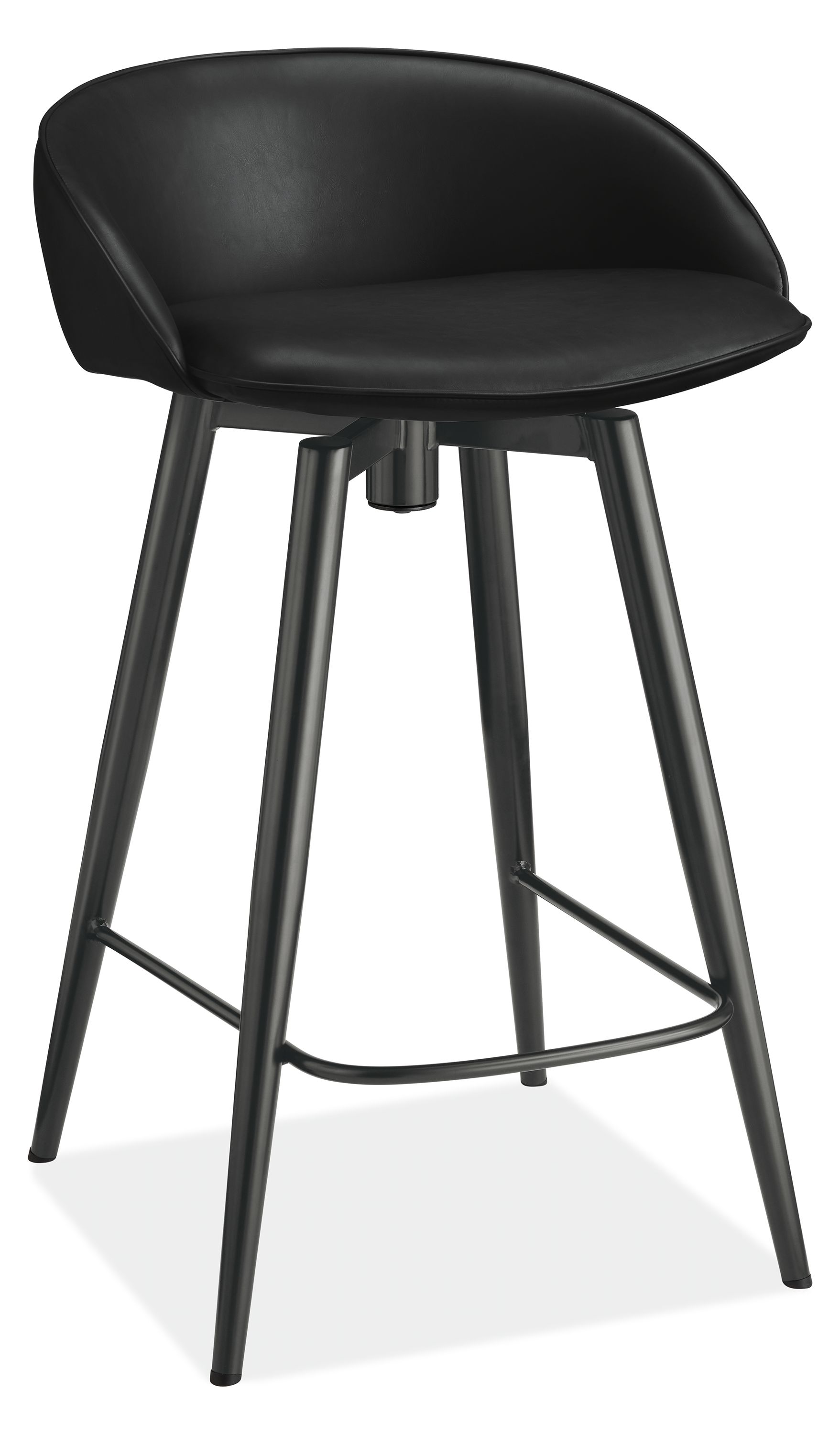 Sylvan Swivel Counter Stool in Synthetic Nola Graphite Leather with Graphite Leg