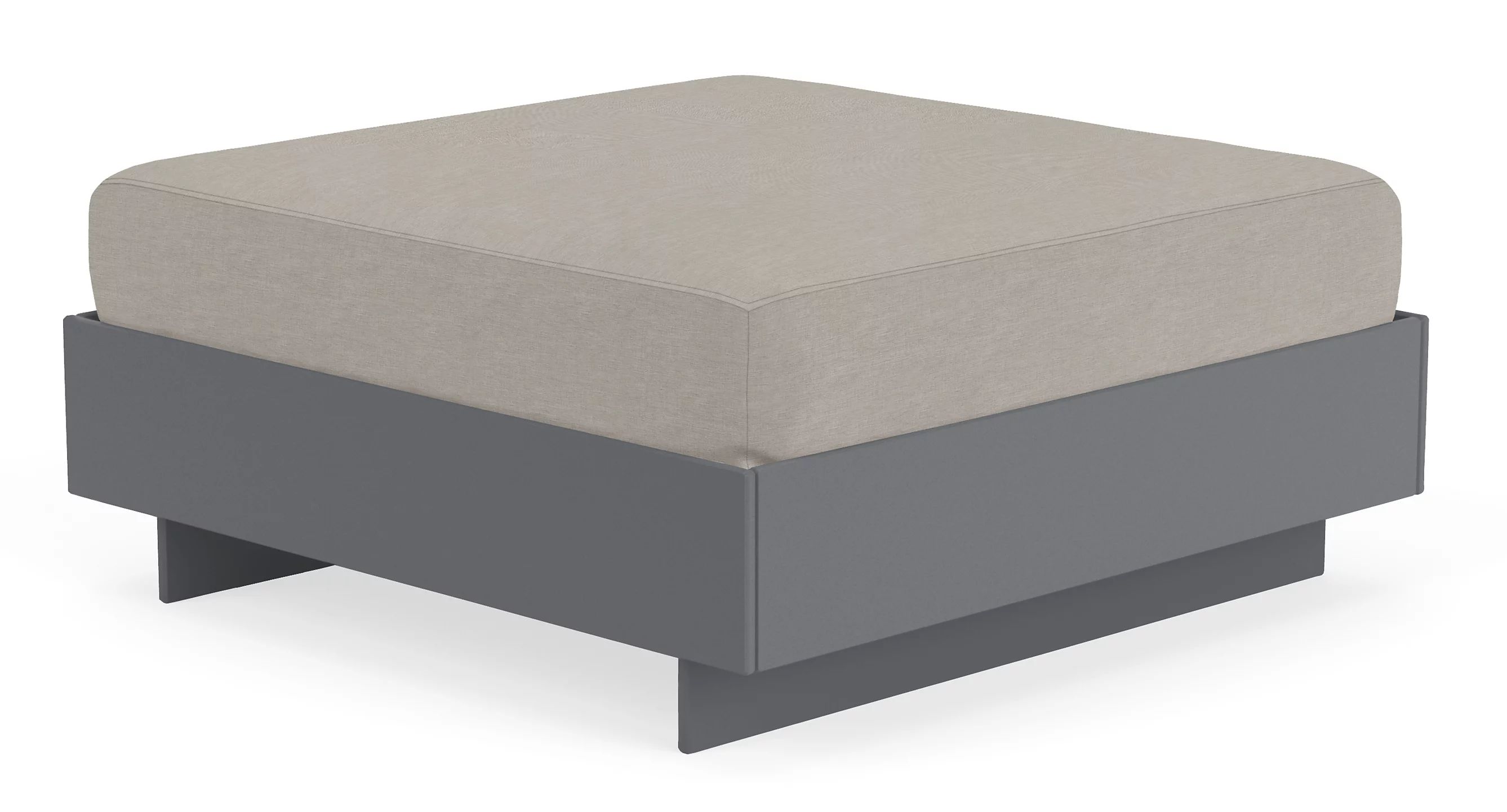 Omni 37w 37d 18h Ottoman in Sunbrella Canvas Silver with Grey HDPE Frame