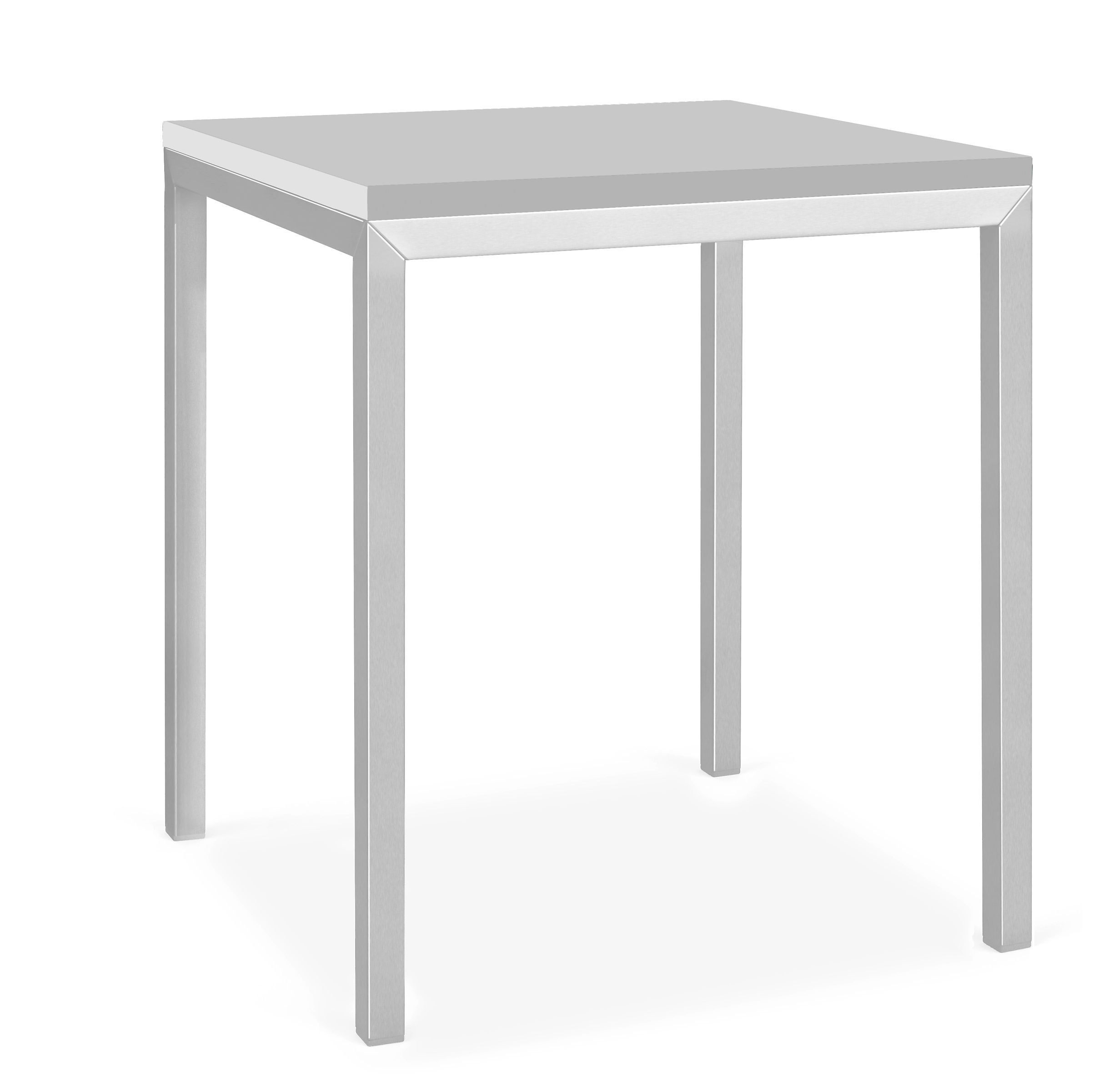 Parsons 18w 18d 22h Outdoor Side Table with 1" Leg in SS w/White HDPE Top