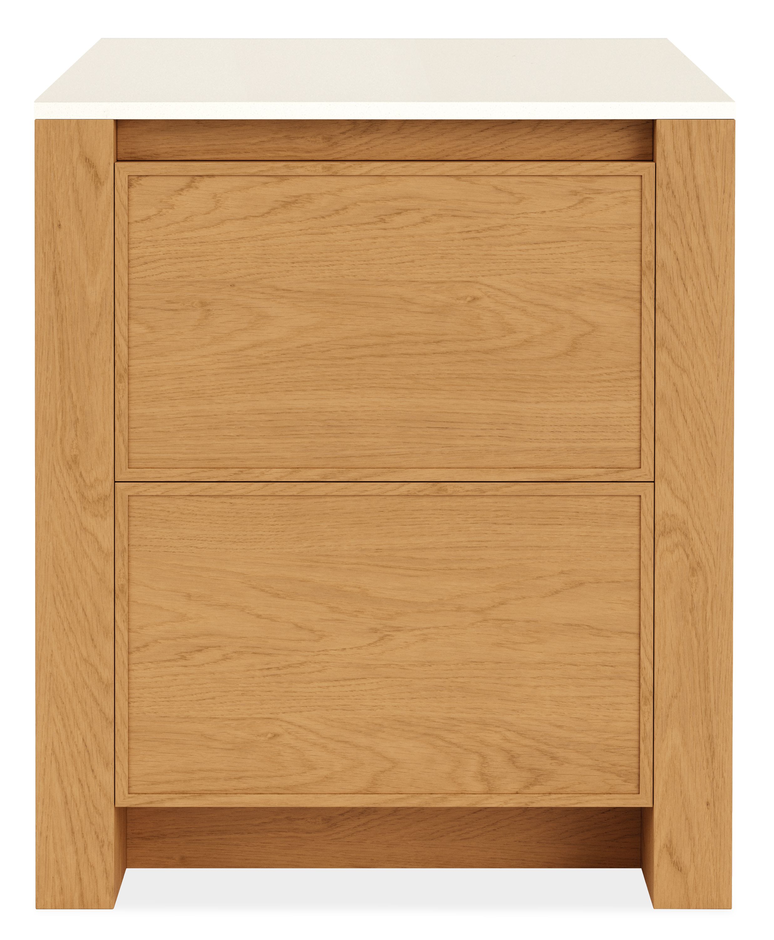 Amherst 20w 20d 25h Two-Drawer Nightstand in White Oak w/White Quartz Top