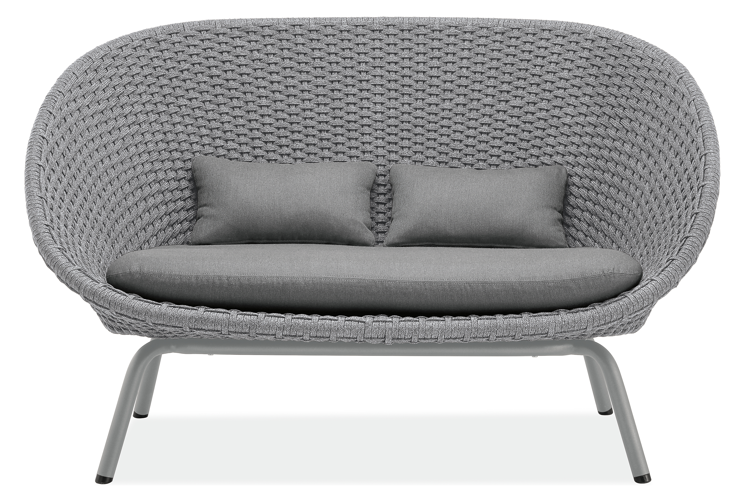 Flet 60" Sofa with Grey Cushions and Grey Base