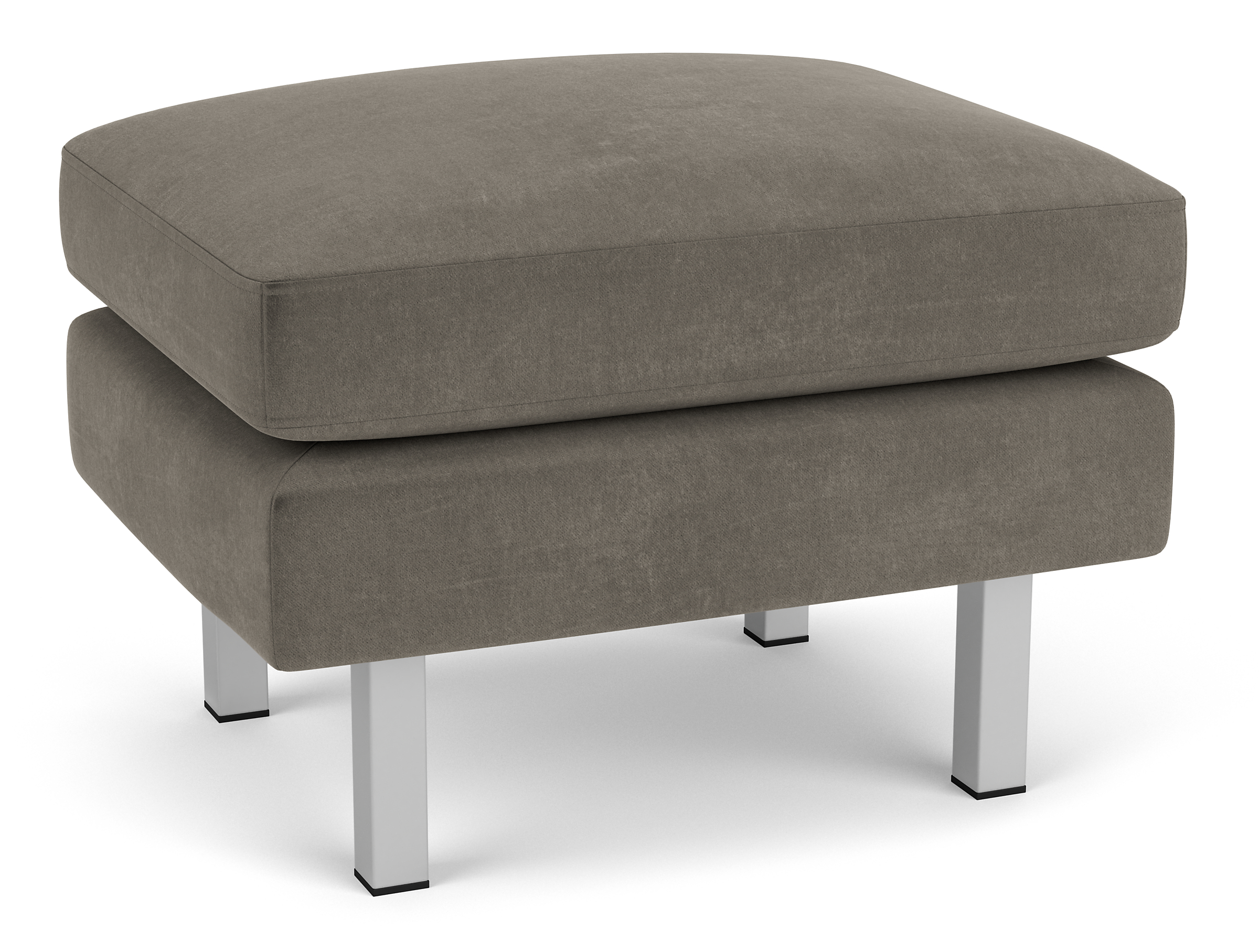 Jasper 27w 20d 18h Ottoman in Banks Charcoal with 1.5"sq Stainless Steel Legs
