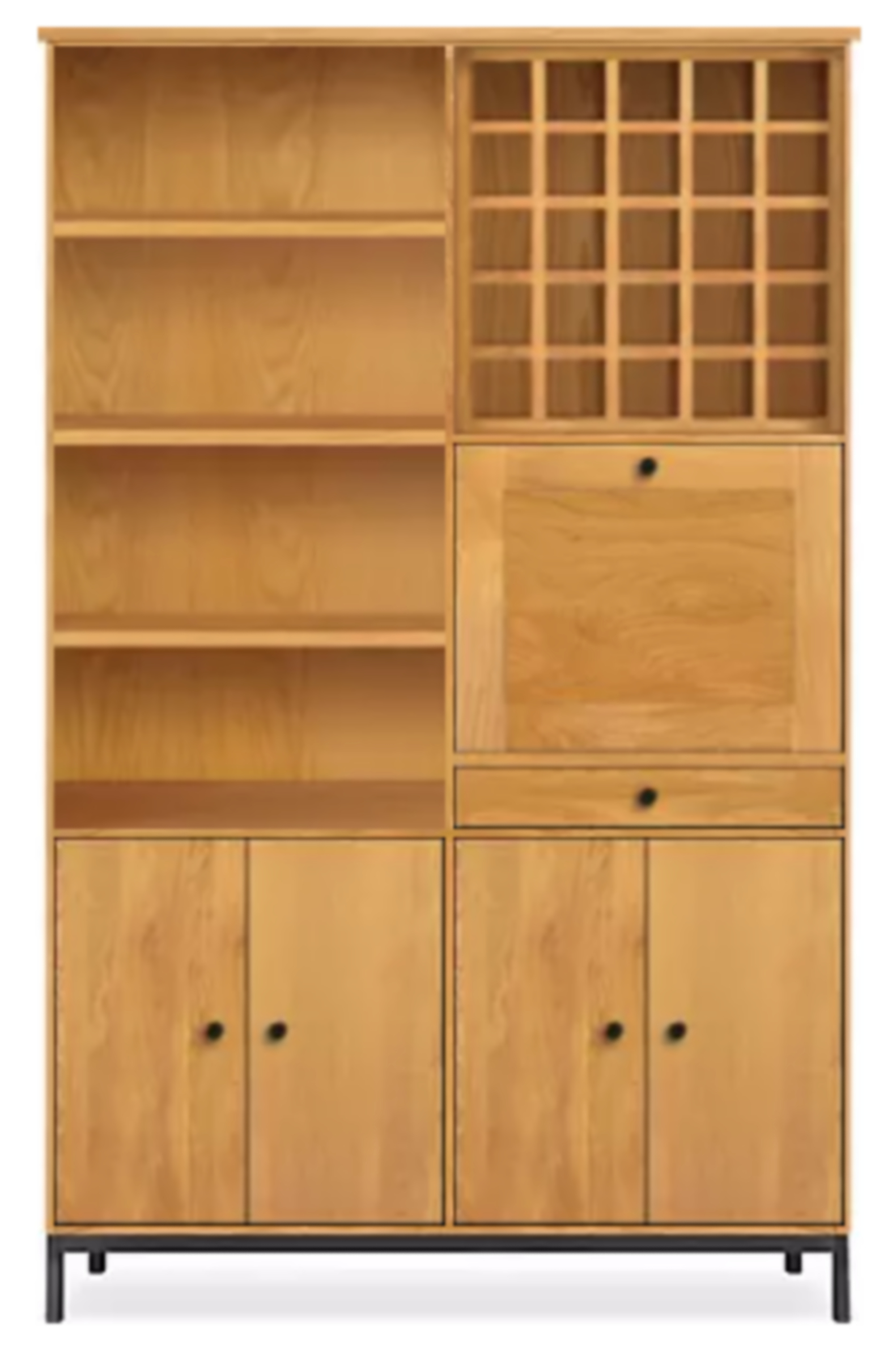 Linear 50w 16d 80h Cabinet in White Oak with Natural Steel