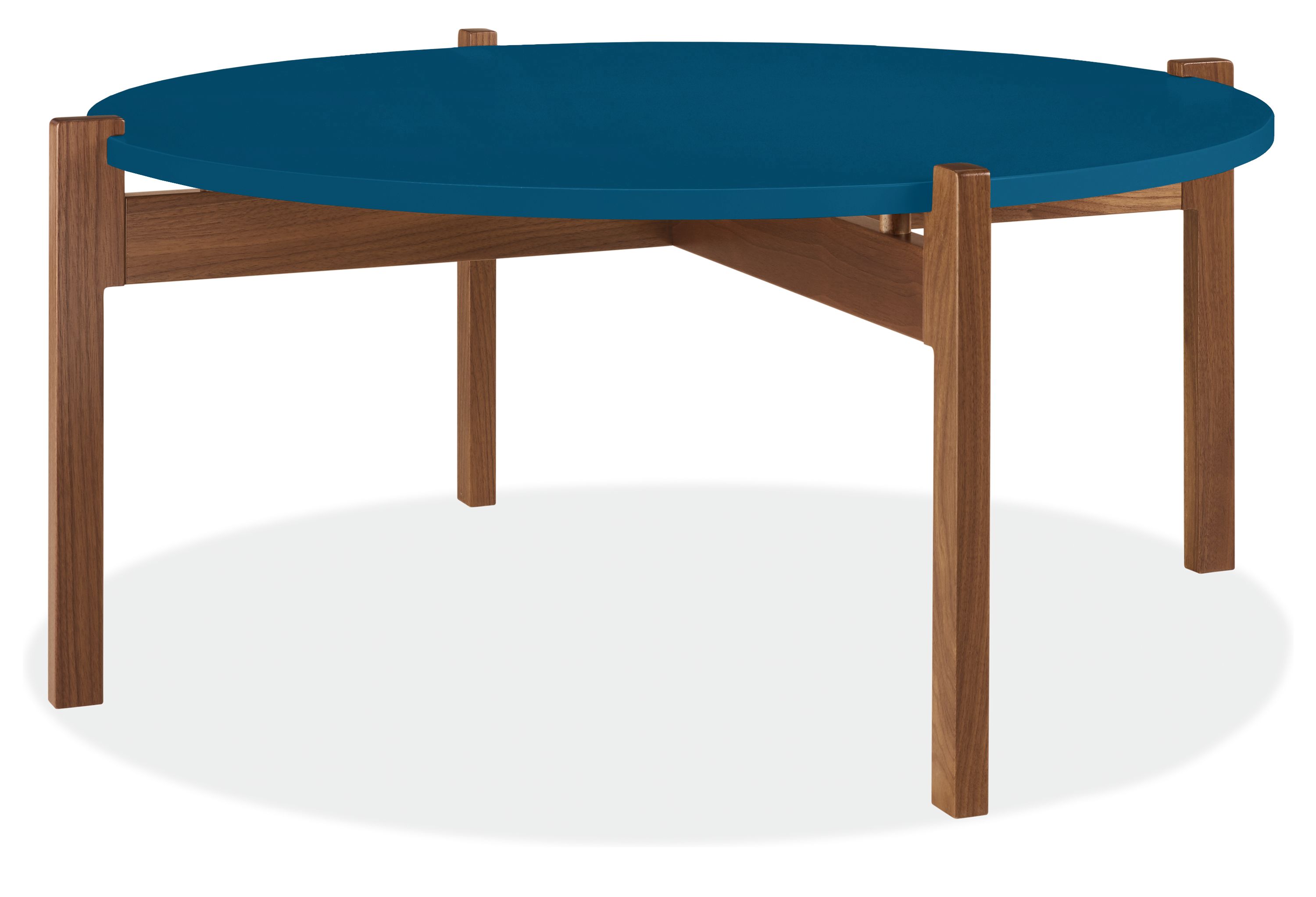 Kavala 39 diam 16h Round Coffee Table in Sapphire with Walnut Base