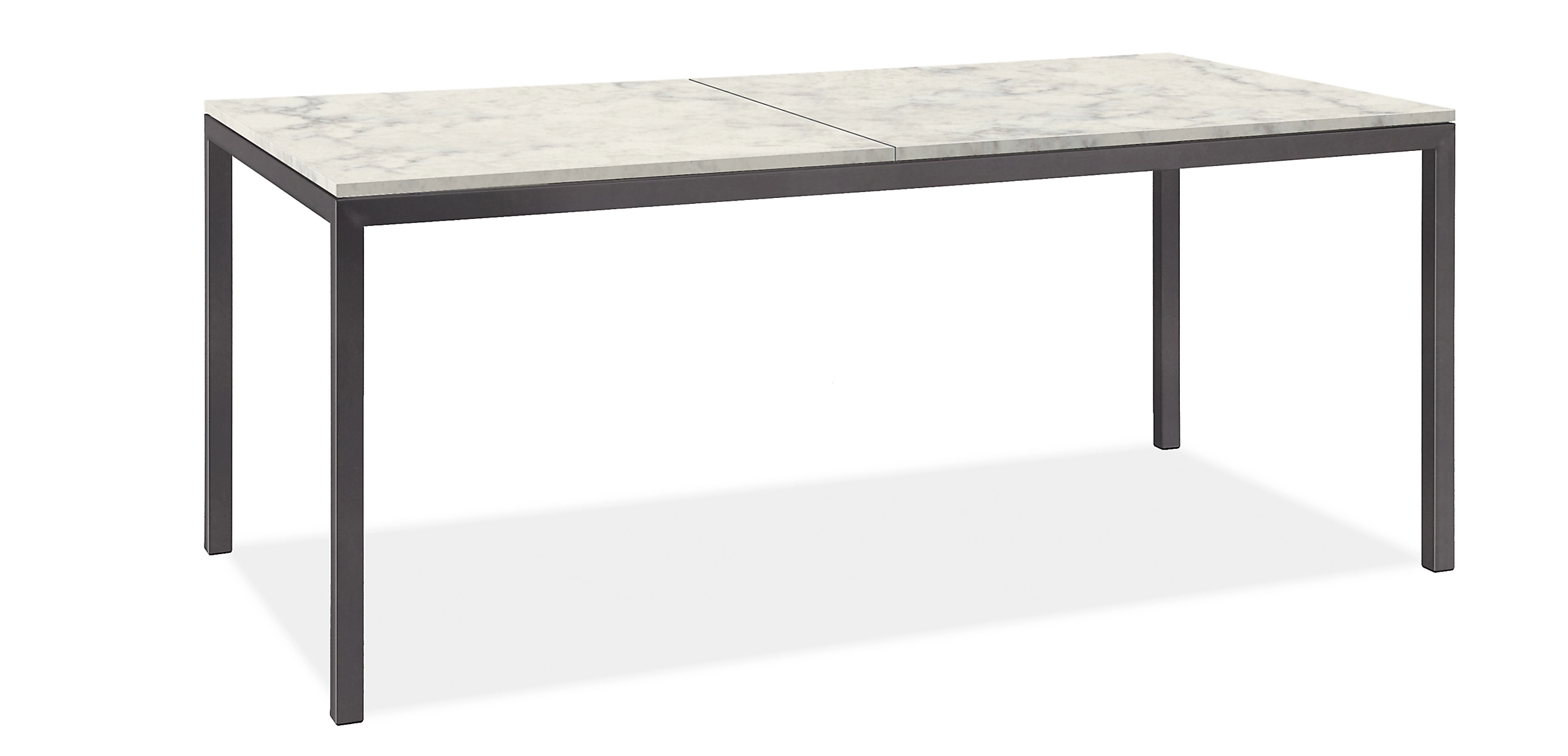 Parsons 83w 20d 29h Console Table in 1.5" Natural Steel w/Marbled White Quartz