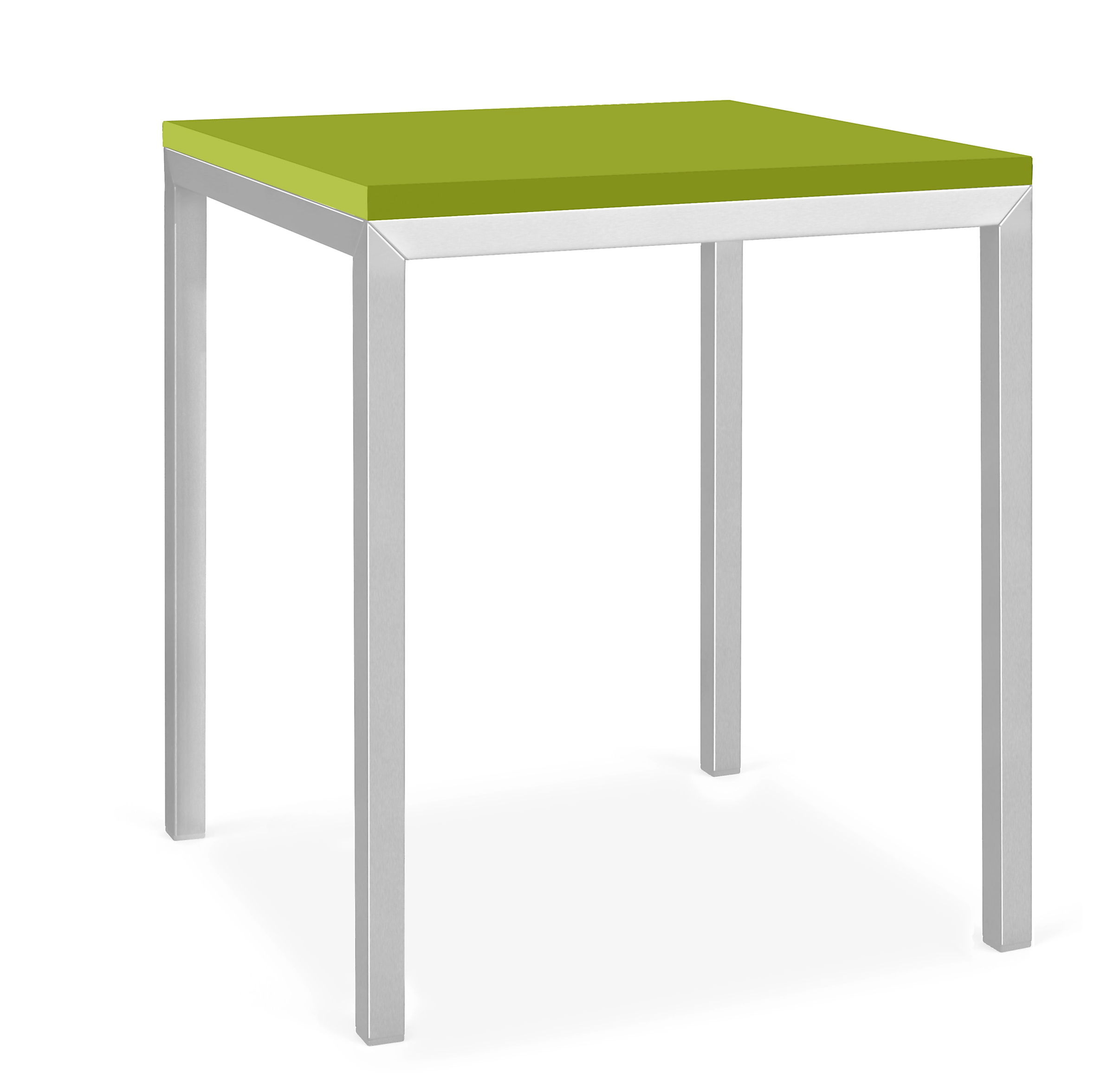 Parsons 30w 20d 24h Outdoor Side Table 1" Leg in SS w/Green HDPE Top