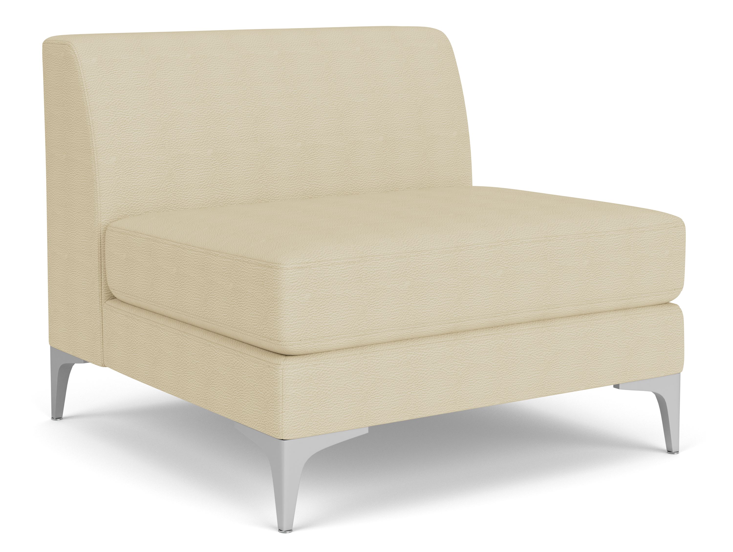 Sterling Armless Chair in Urbino Ivory Leather w/Stainless Steel Legs