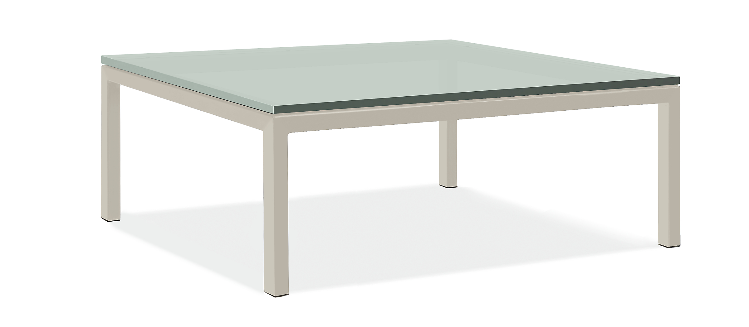 Parsons 40w 40d 23h Coffee Table in 1.5" Taupe Base w/TMPRD Satin Etch Glass