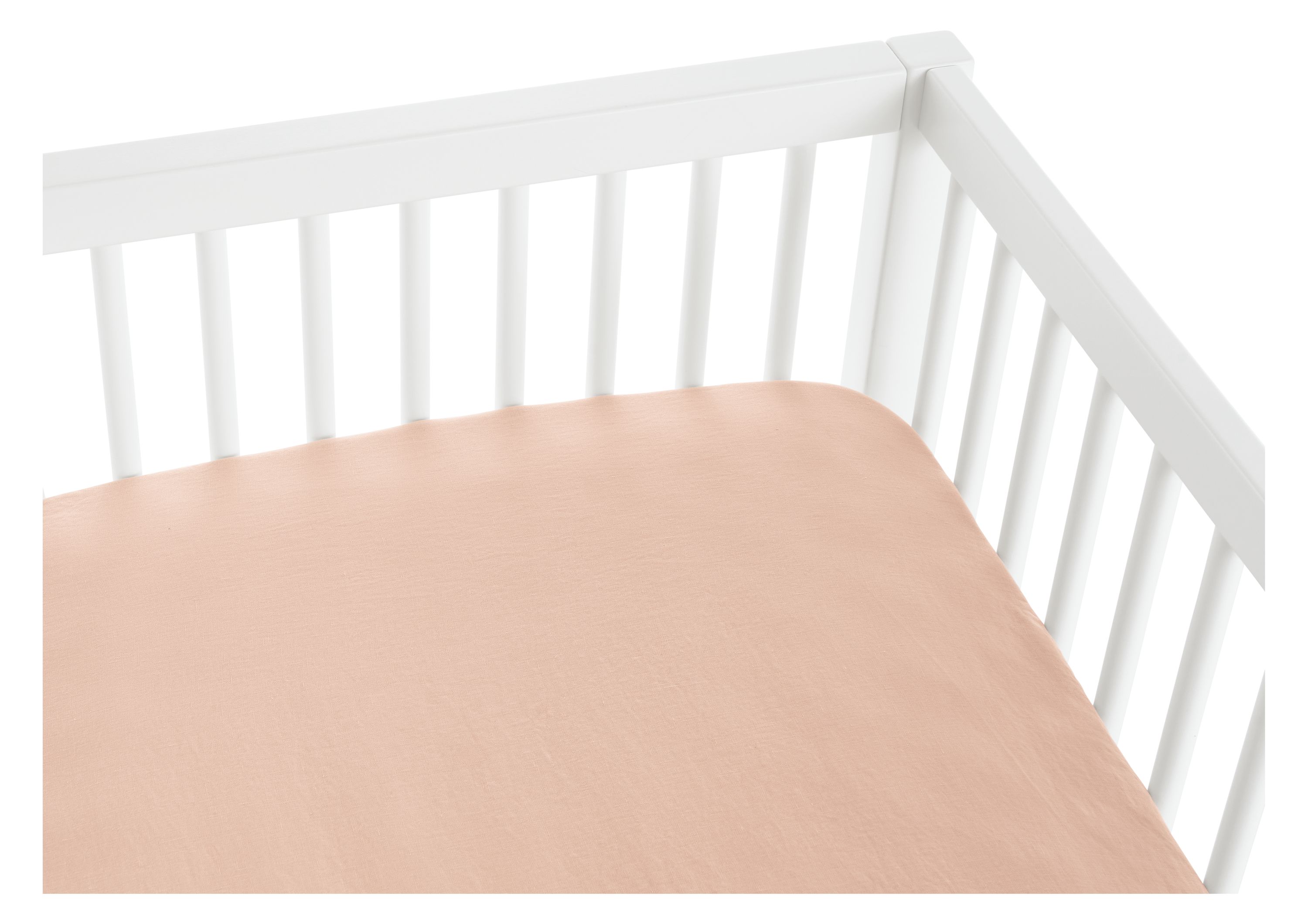 Relaxed Linen Crib Fitted Sheet in Rose