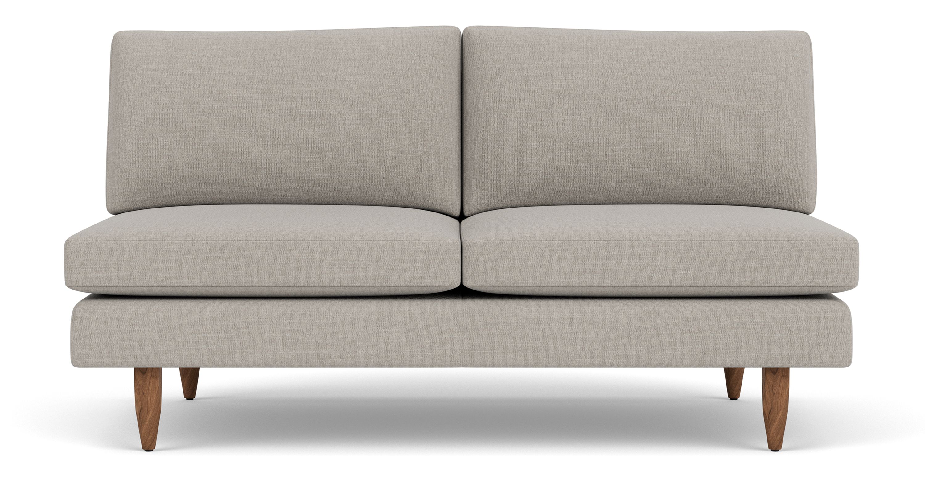 Jasper 64" Armless Loveseat in Mori Cement with Tapered Walnut Legs