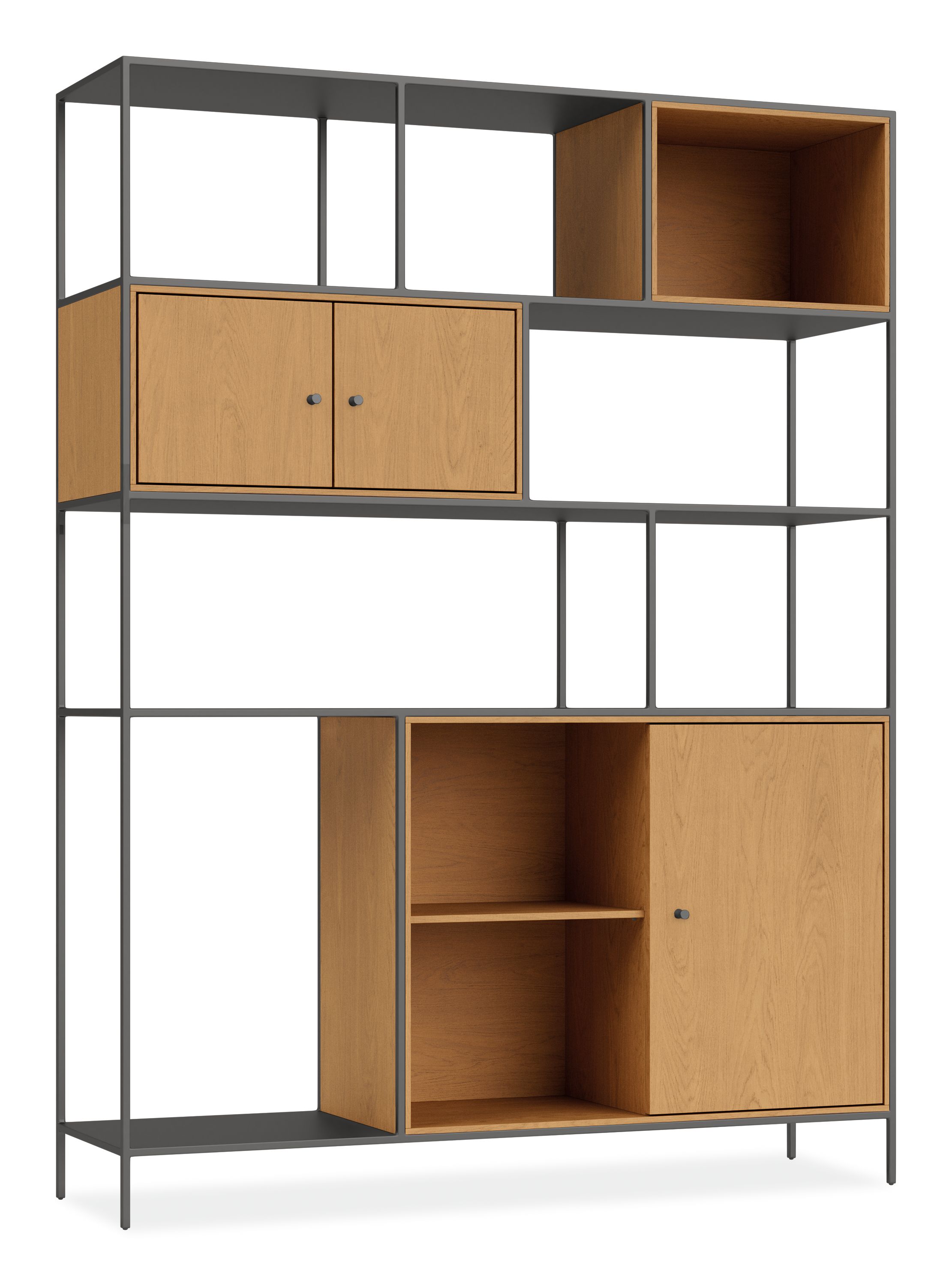 Foshay 54w 15d 72h Bookcase in Natural Steel w/White Oak Inserts
