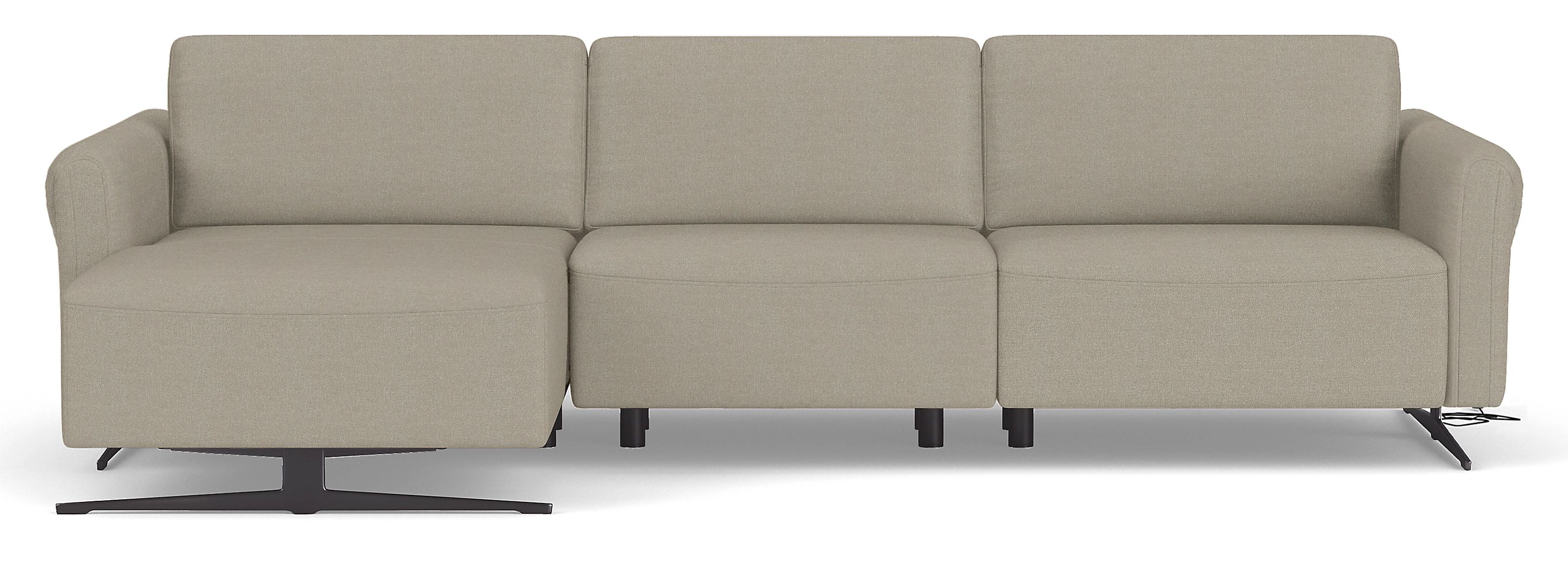 Vesna 113" 3pc Sofa w/Left-Arm Chaise & 1pc Powered Footrest in Sussex Cement