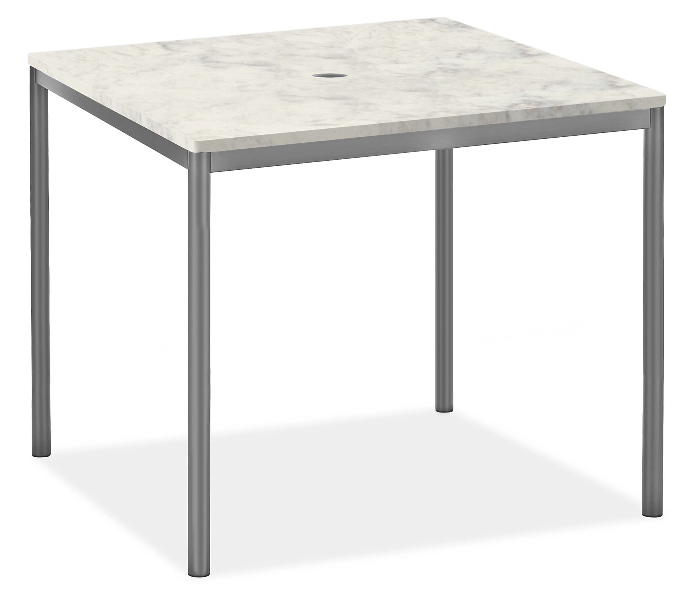 Westbrook 36w 36d Table with Umbrella Hole & Marbled White Top & Graphite Base