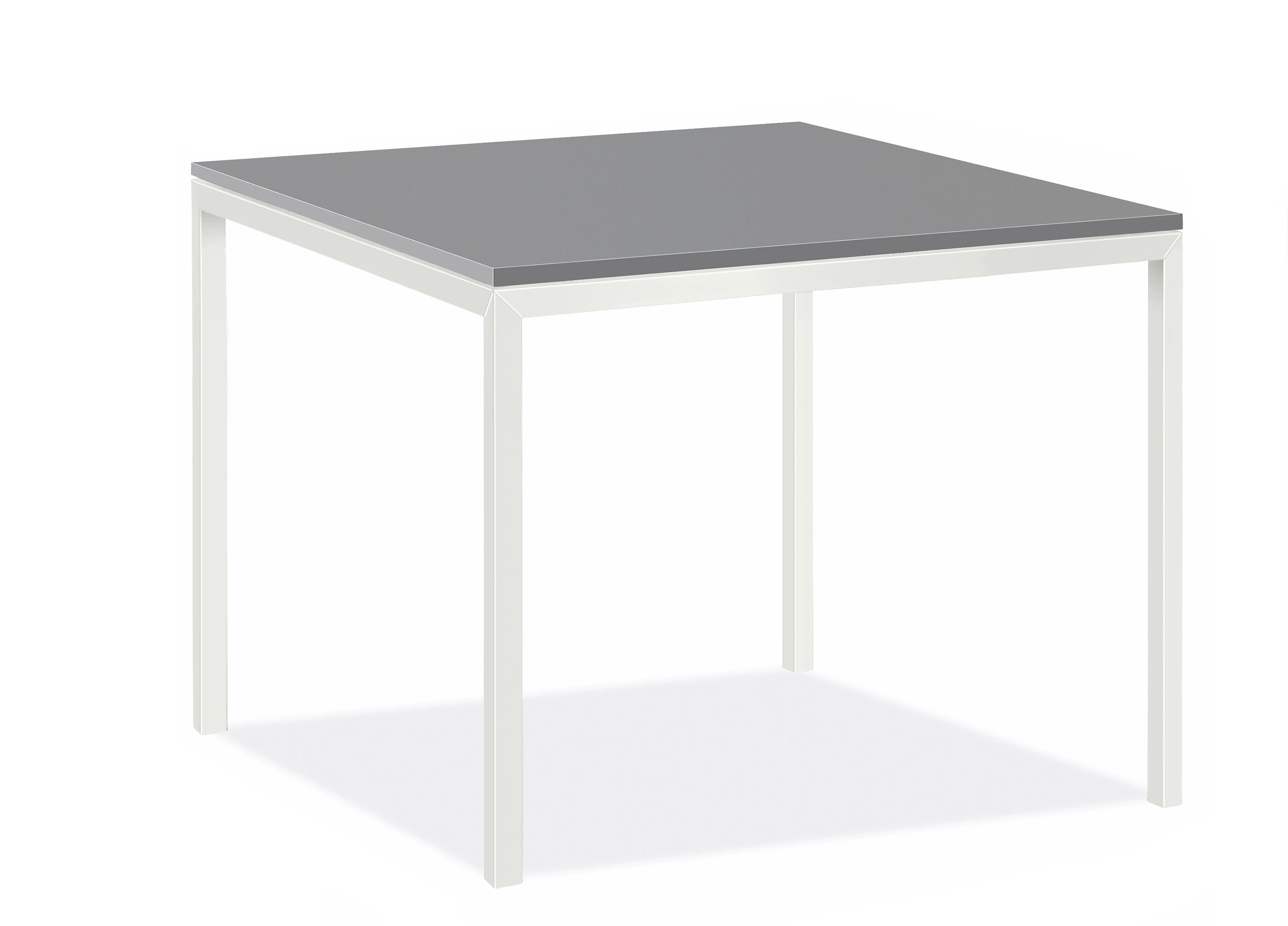 Parsons 36w 36d Outdoor Table w/White Base & Grey HDPE Top