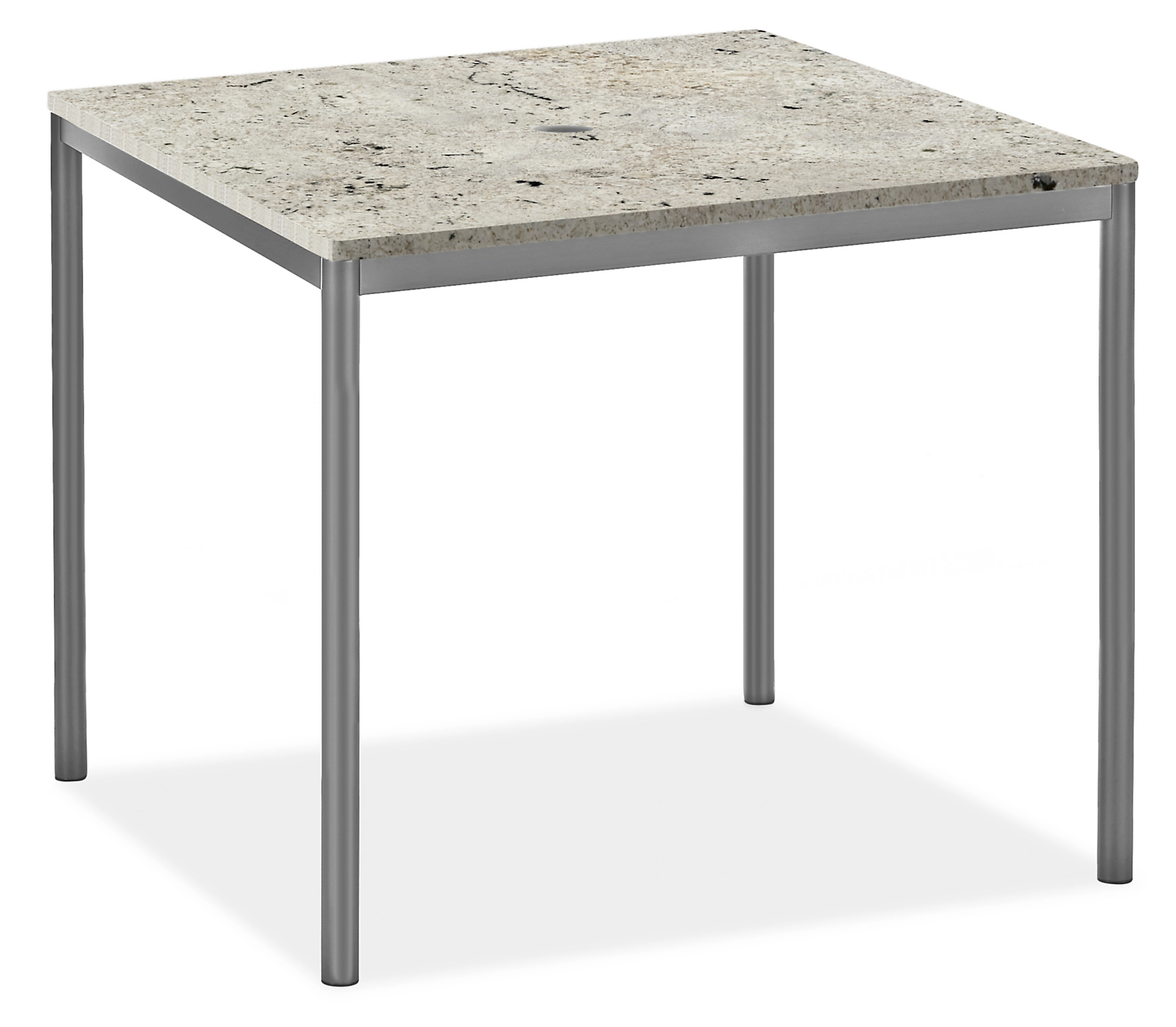 Westbrook 36w 36d Table with Umbrella Hole & Mayfair White Top & Graphite Base
