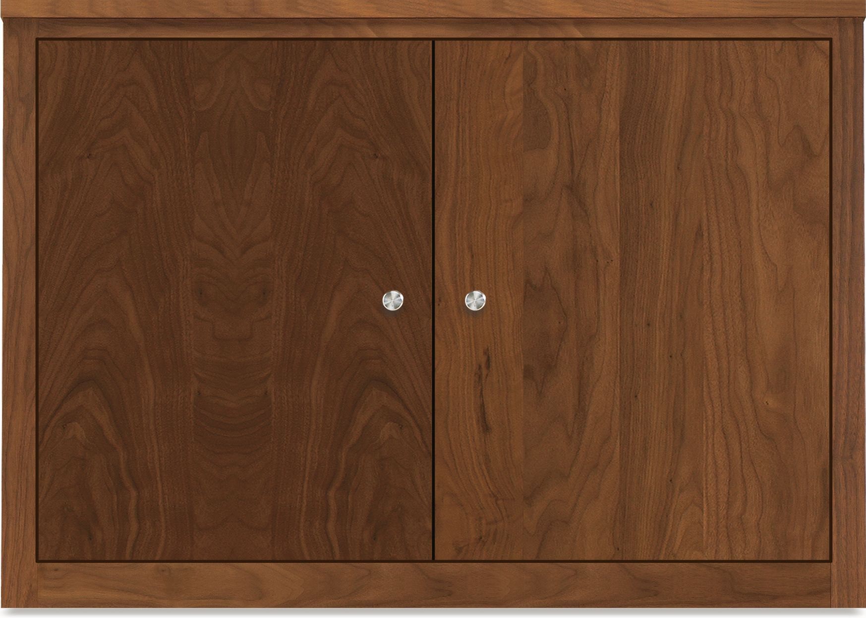 Woodwind 37w 17d 30h Bookcase w/Doors in Walnut with Stainless Steel Knobs
