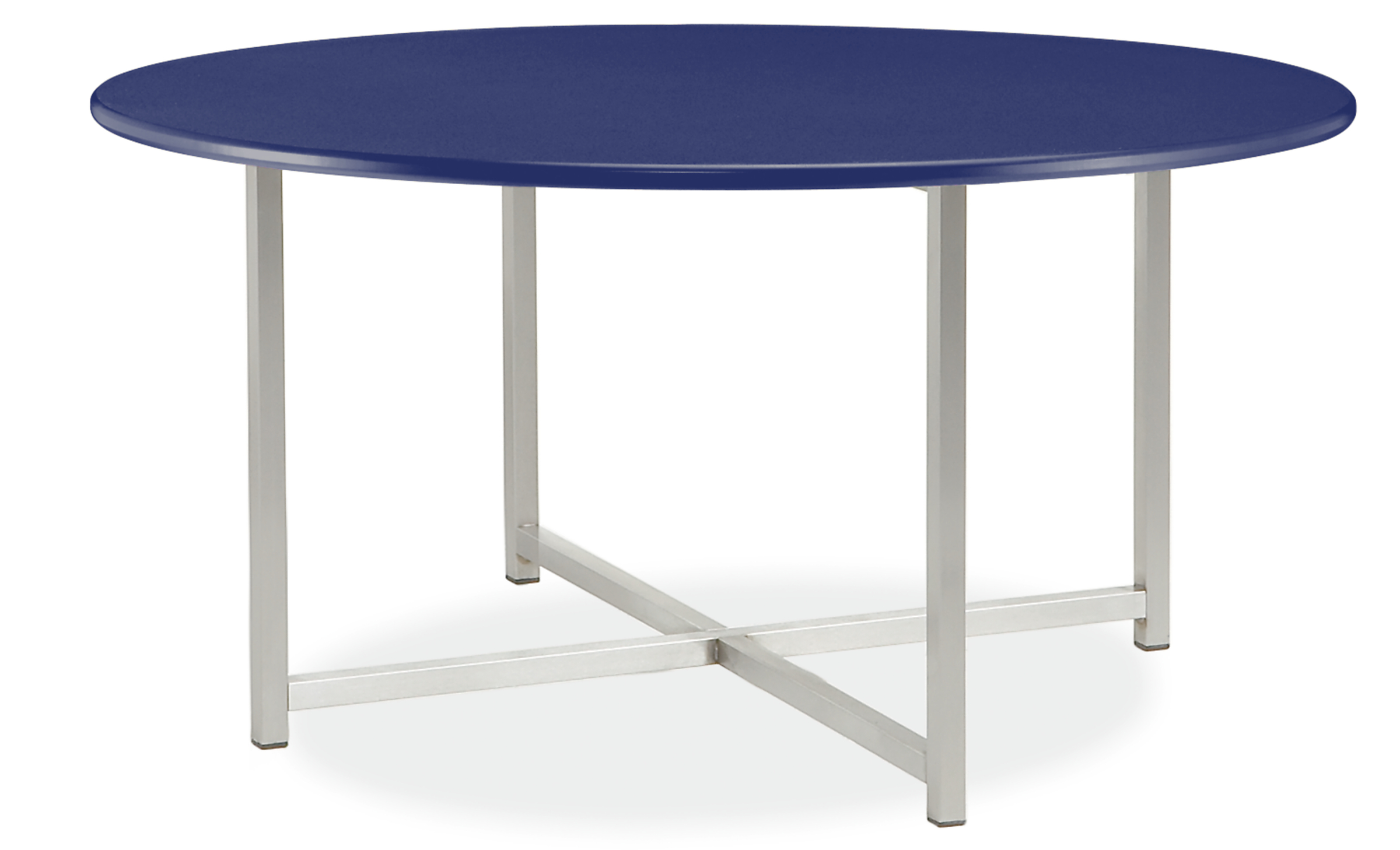 Classic 27 diam 16h Round Outdoor Coffee Table in SS w/Navy HDPE Top