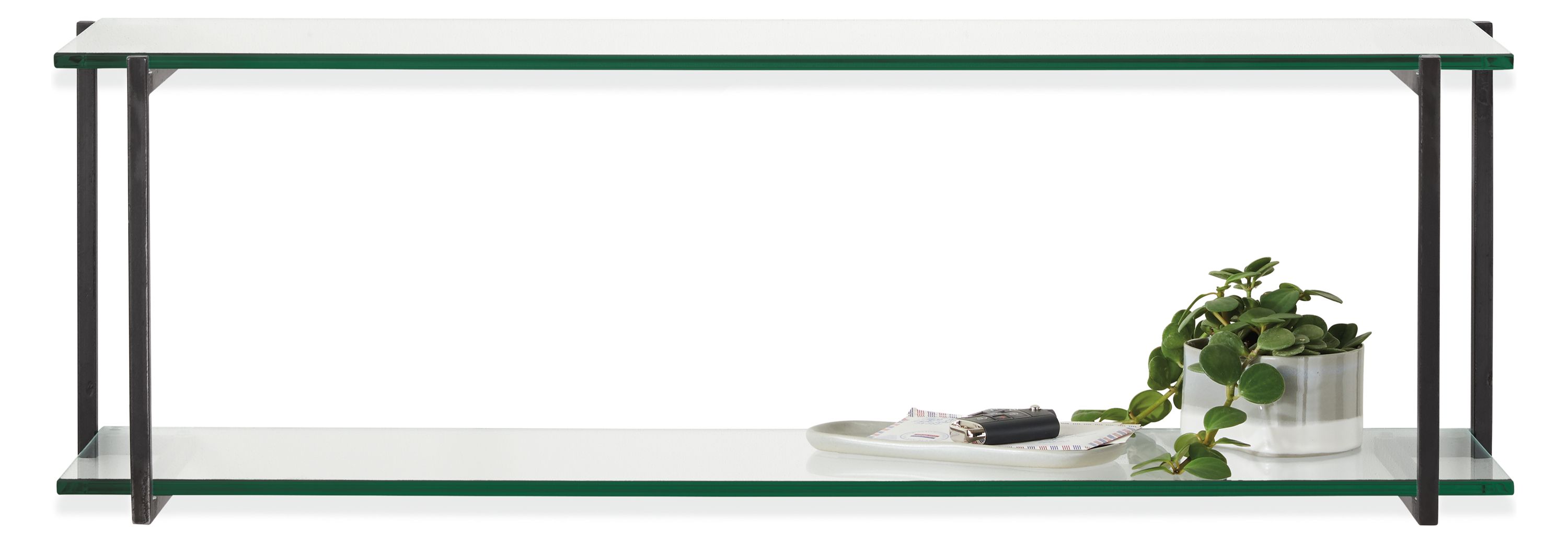 Stave 36w 10d 7h Double Wall Shelf with Clear Glass