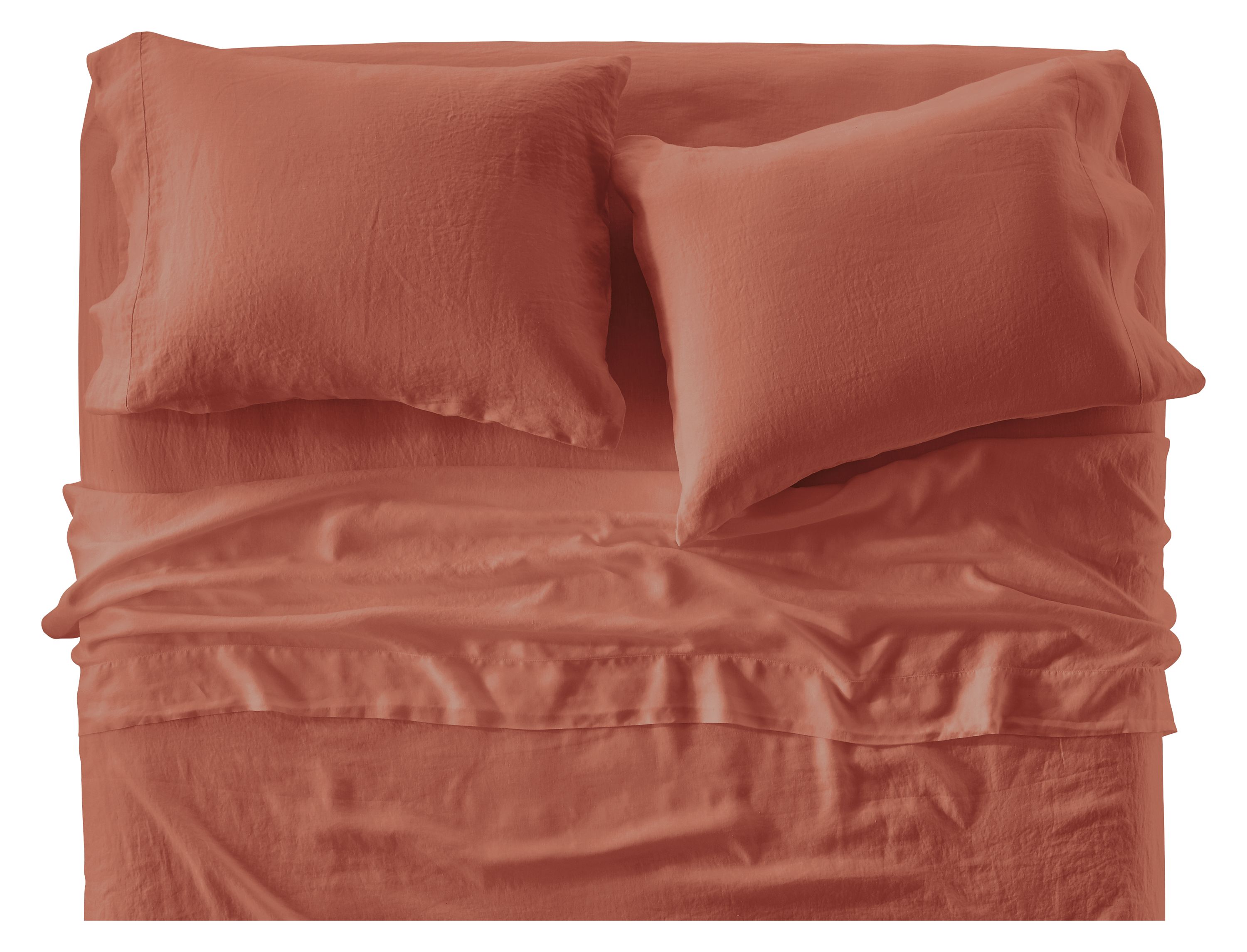 Relaxed Linen Queen Sheet Set in Brick