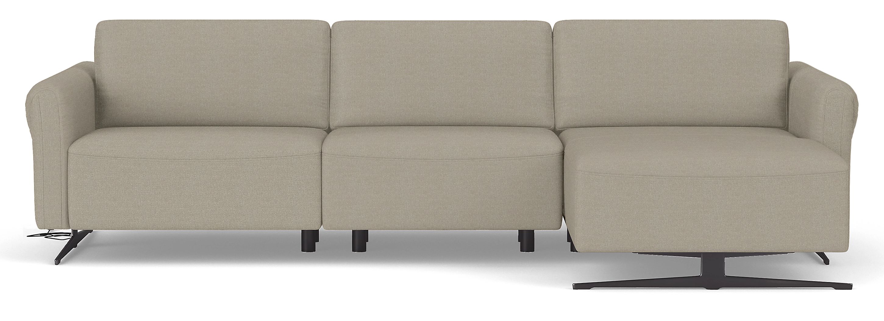 Vesna 113" 3pc Sofa w/Right-Arm Chaise & 1pc Powered Footrest in Sussex Cement