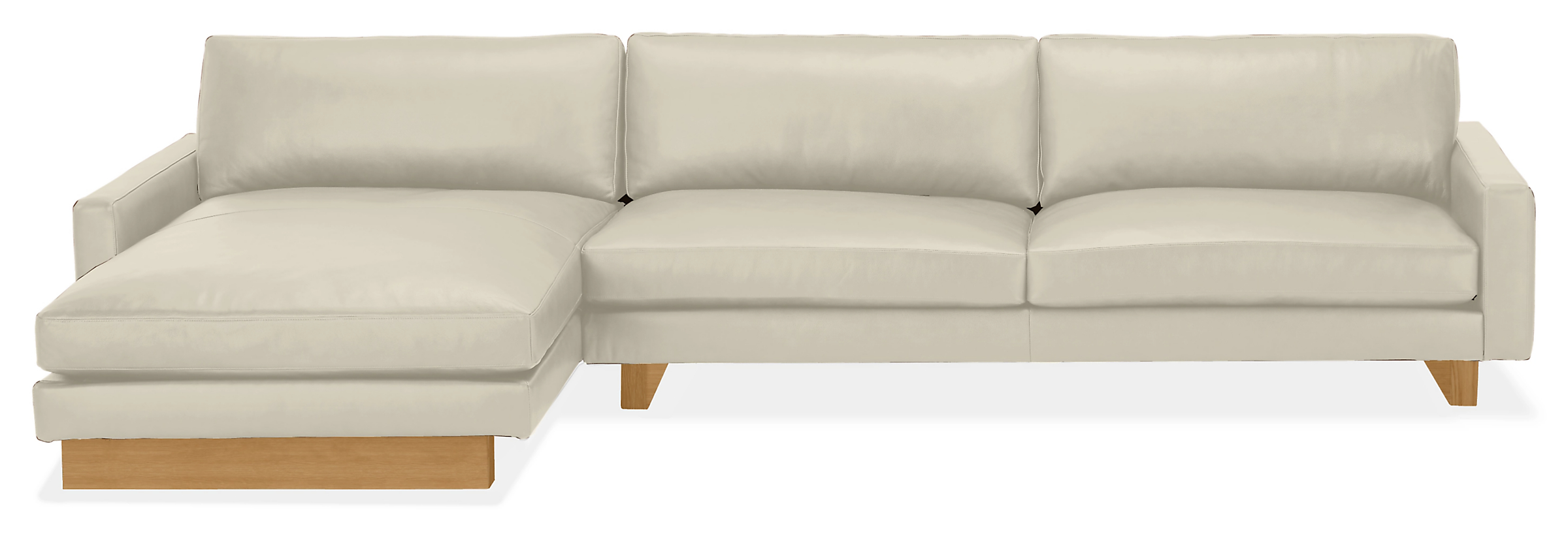 Pierson 129" Sofa w/Left-Arm Chaise in Vento Ivory Leather with White Oak