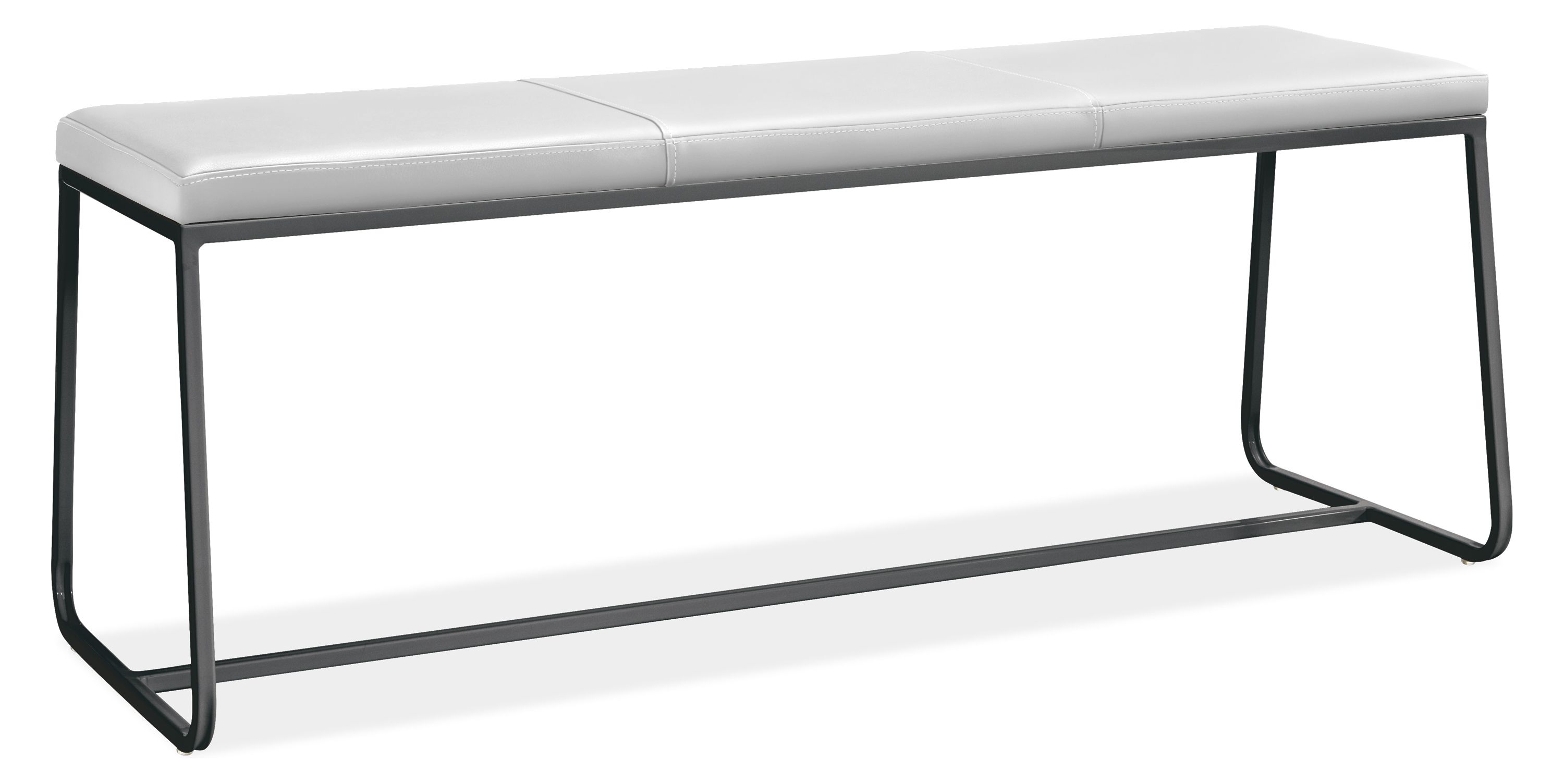 Collins 48w 17d 18h Bench in Pistel White Leather with Graphite Frame