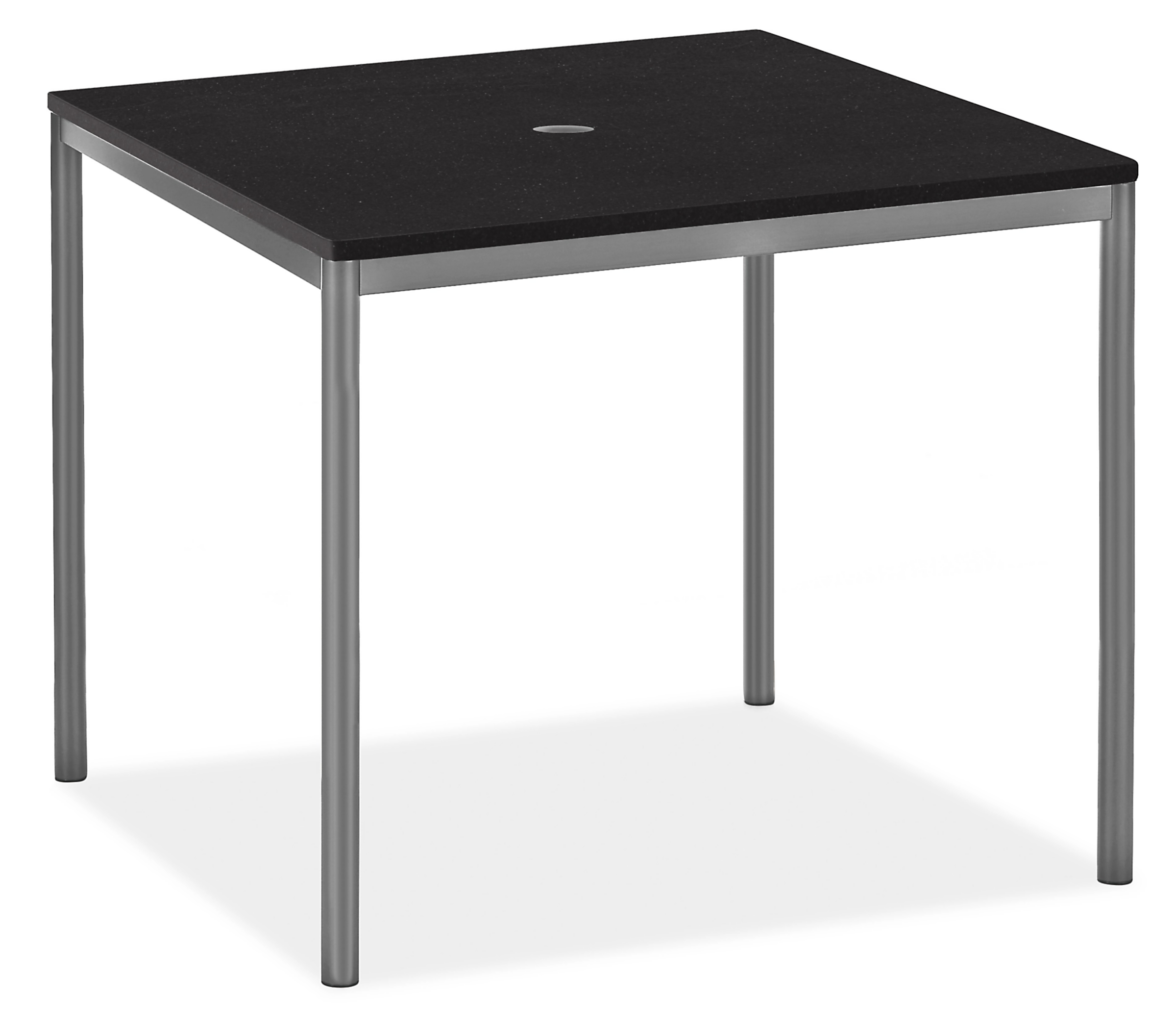 Westbrook 36w 36d Table with Umbrella Hole & Black Quartz Top & Graphite Base