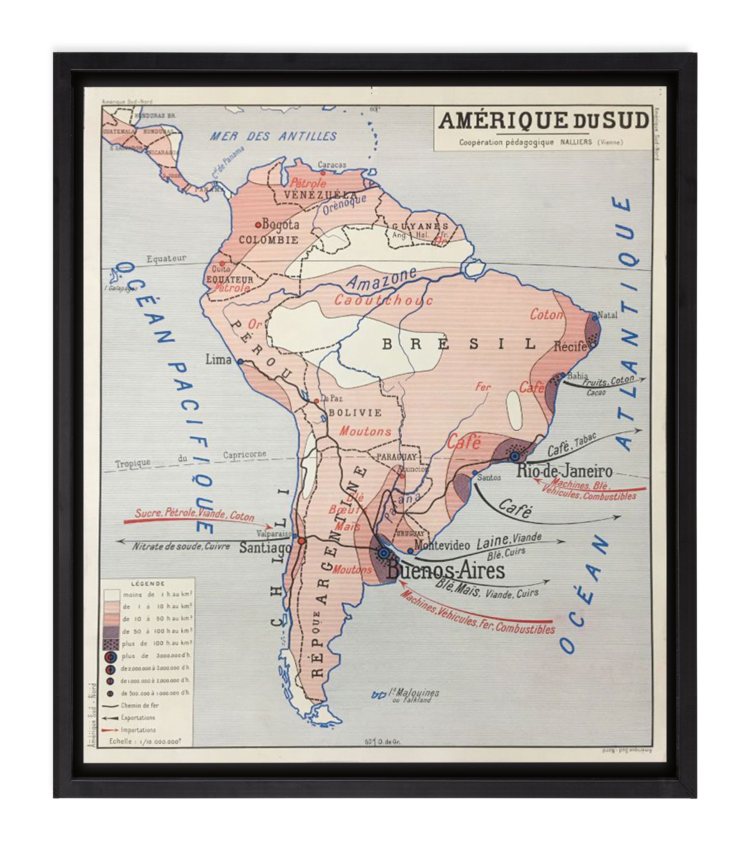 Vintage French School Map - Amerique du Sud