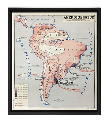 Vintage French School Map - Amerique du Sud