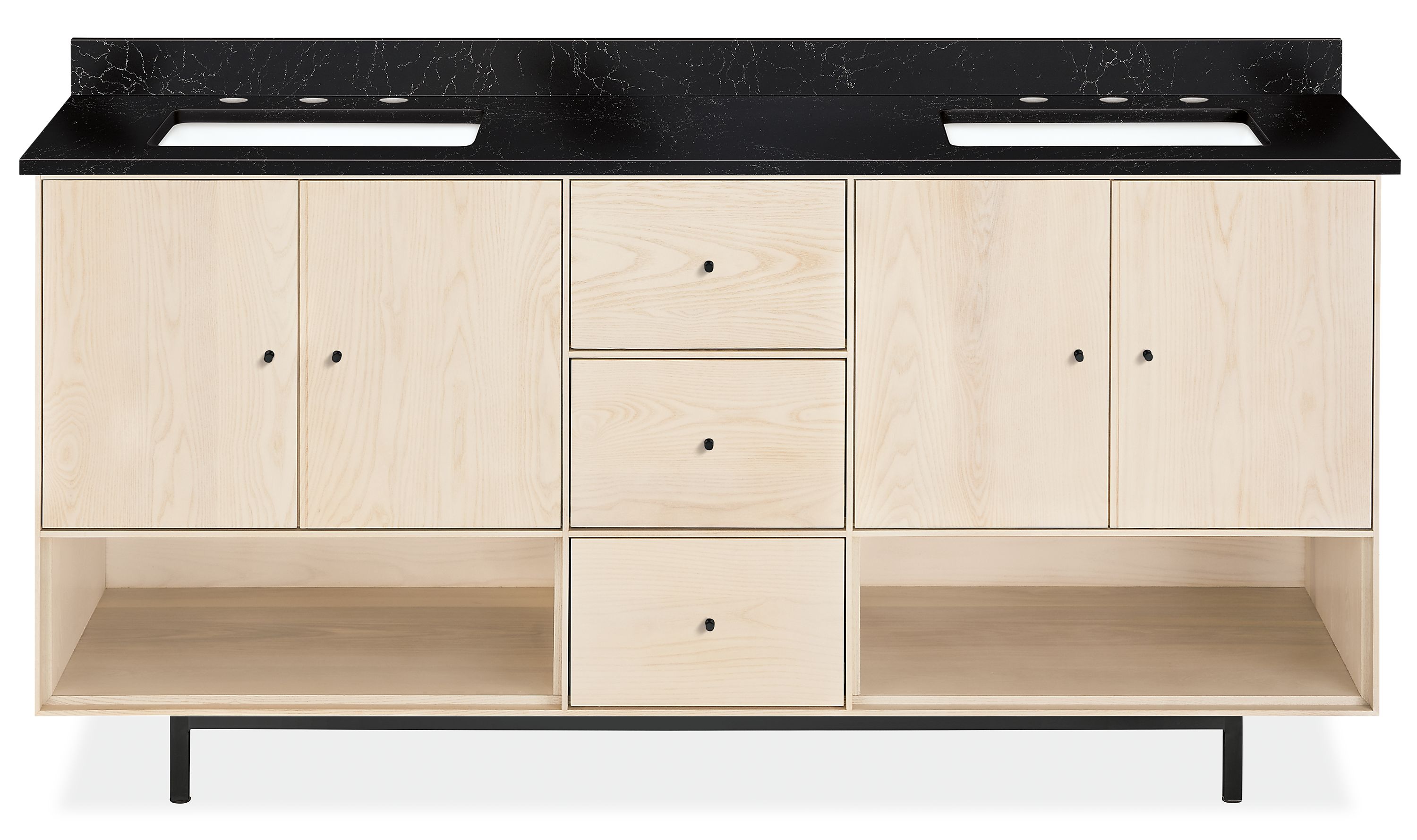 Hudson 72w 21.75d 34h 3 Hole 2 Sink Vanity w/Shelf in Sand w/Mammoth Cave