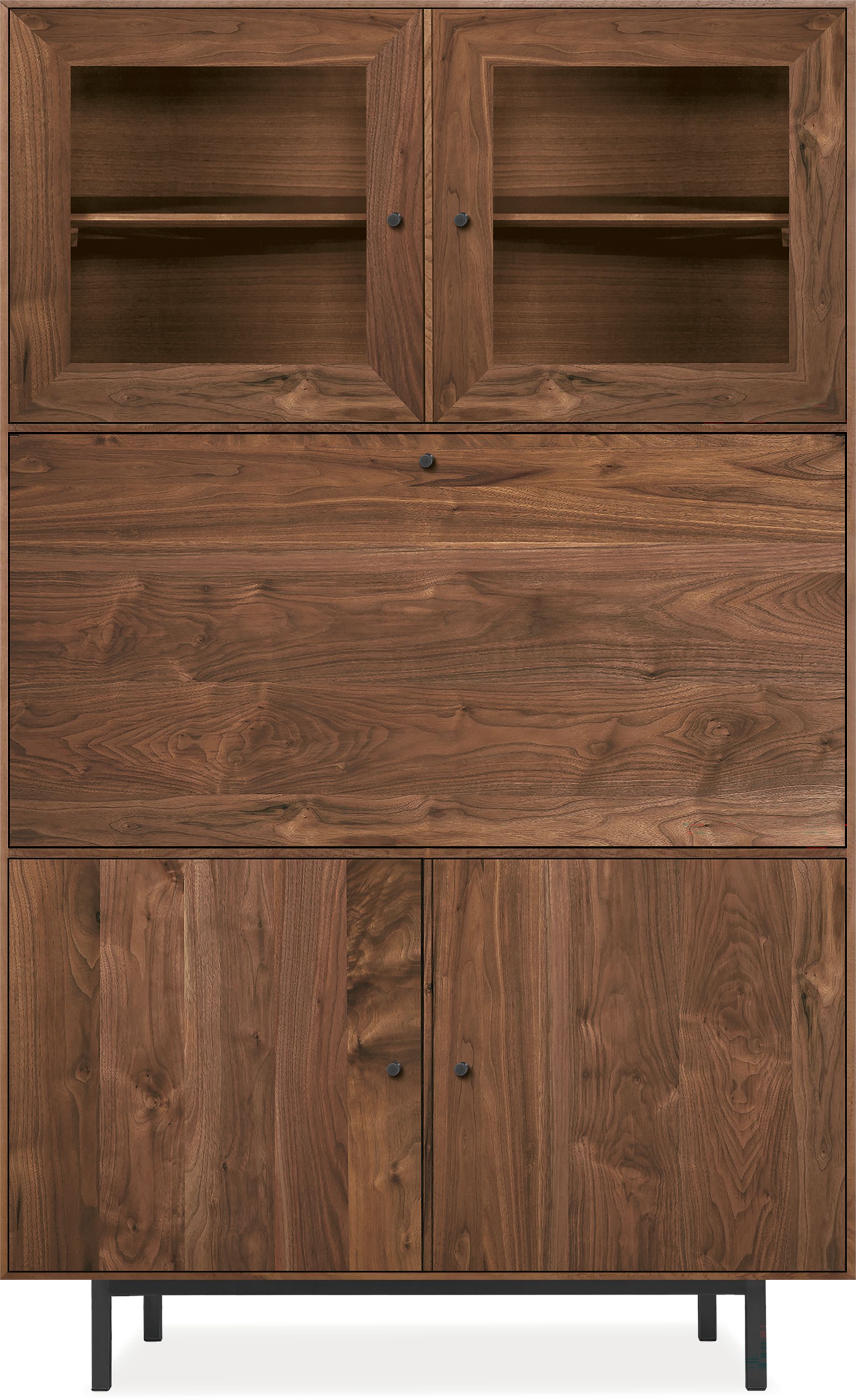 Hudson 44w 24d 71h Cabinet in Walnut w/Natural Steel Base