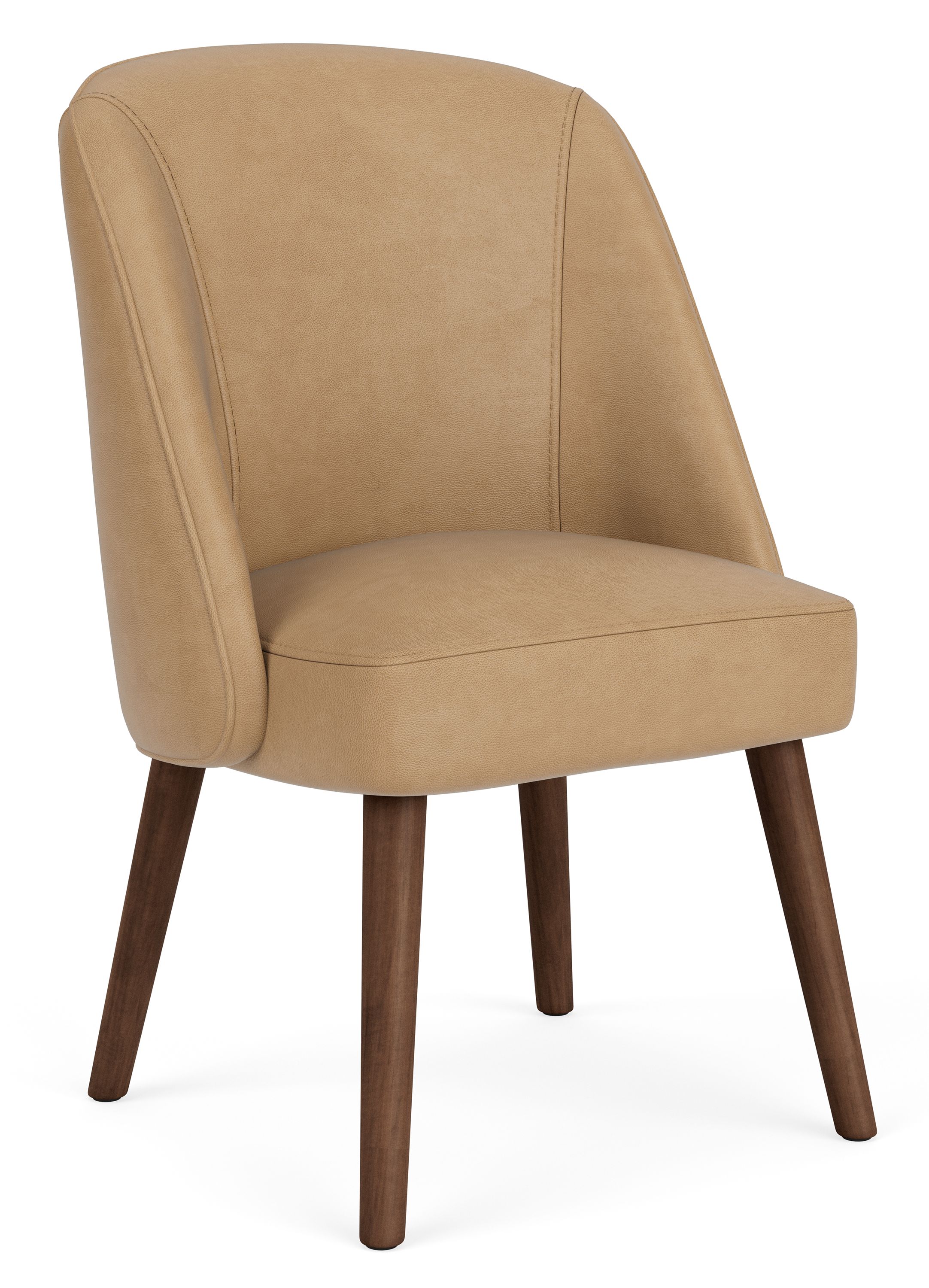 Cora Side Chair in Fiero Camel Leather with Mocha Legs
