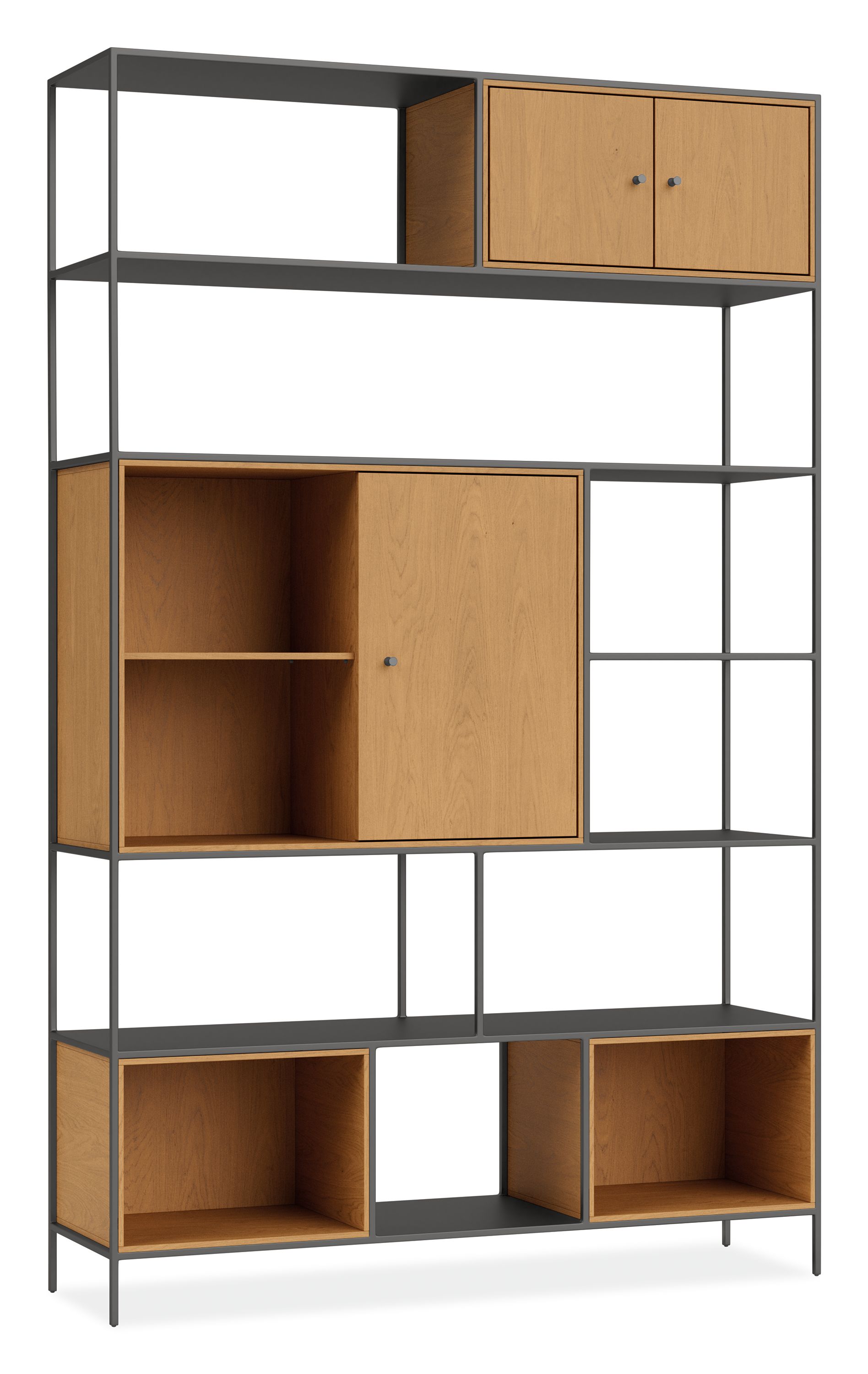 Foshay 54w 15d 86h Bookcase in Natural Steel w/White Oak Inserts