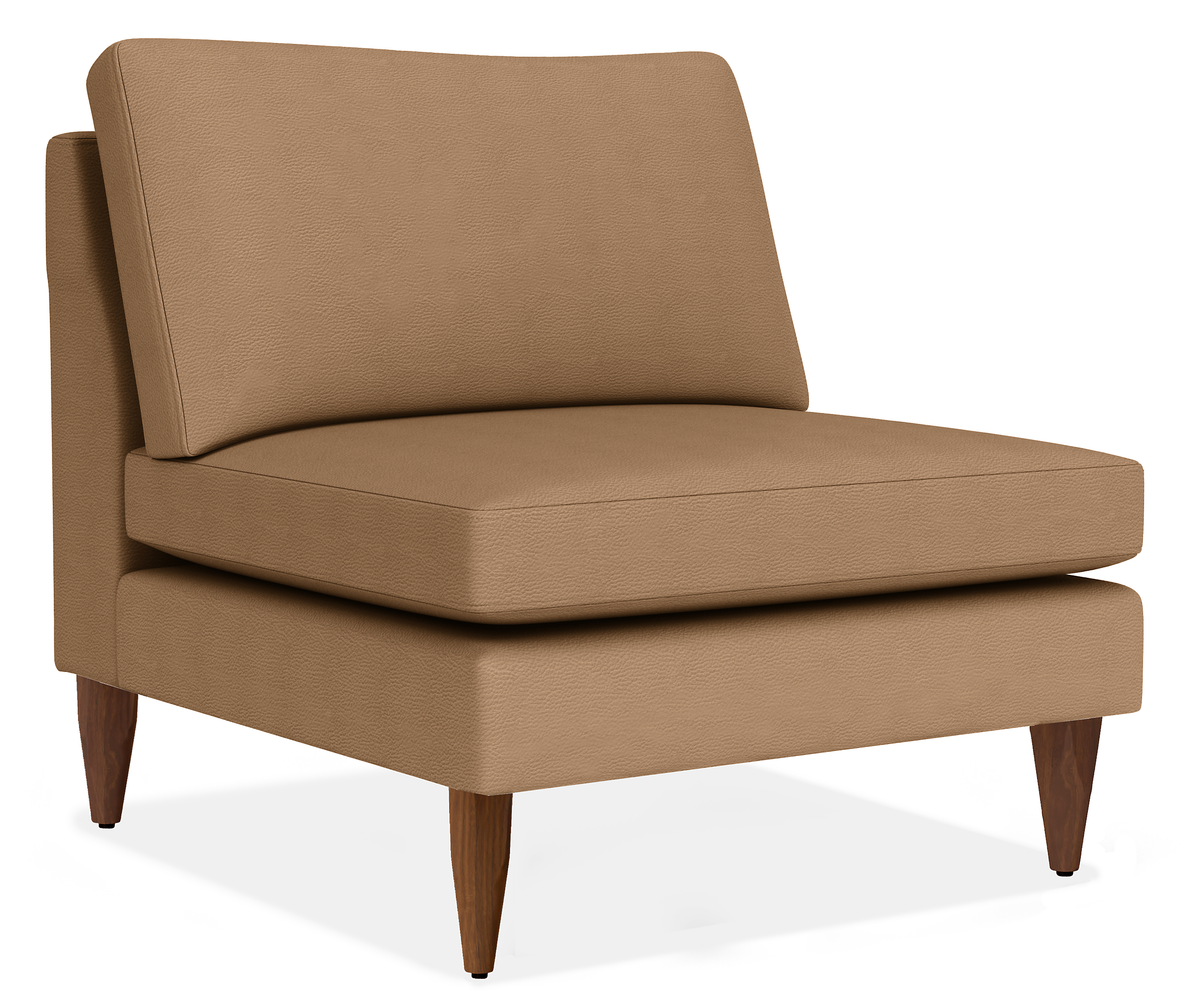 Jasper 32" Armless Chair in Urbino Taupe Leather with Tapered Walnut Legs