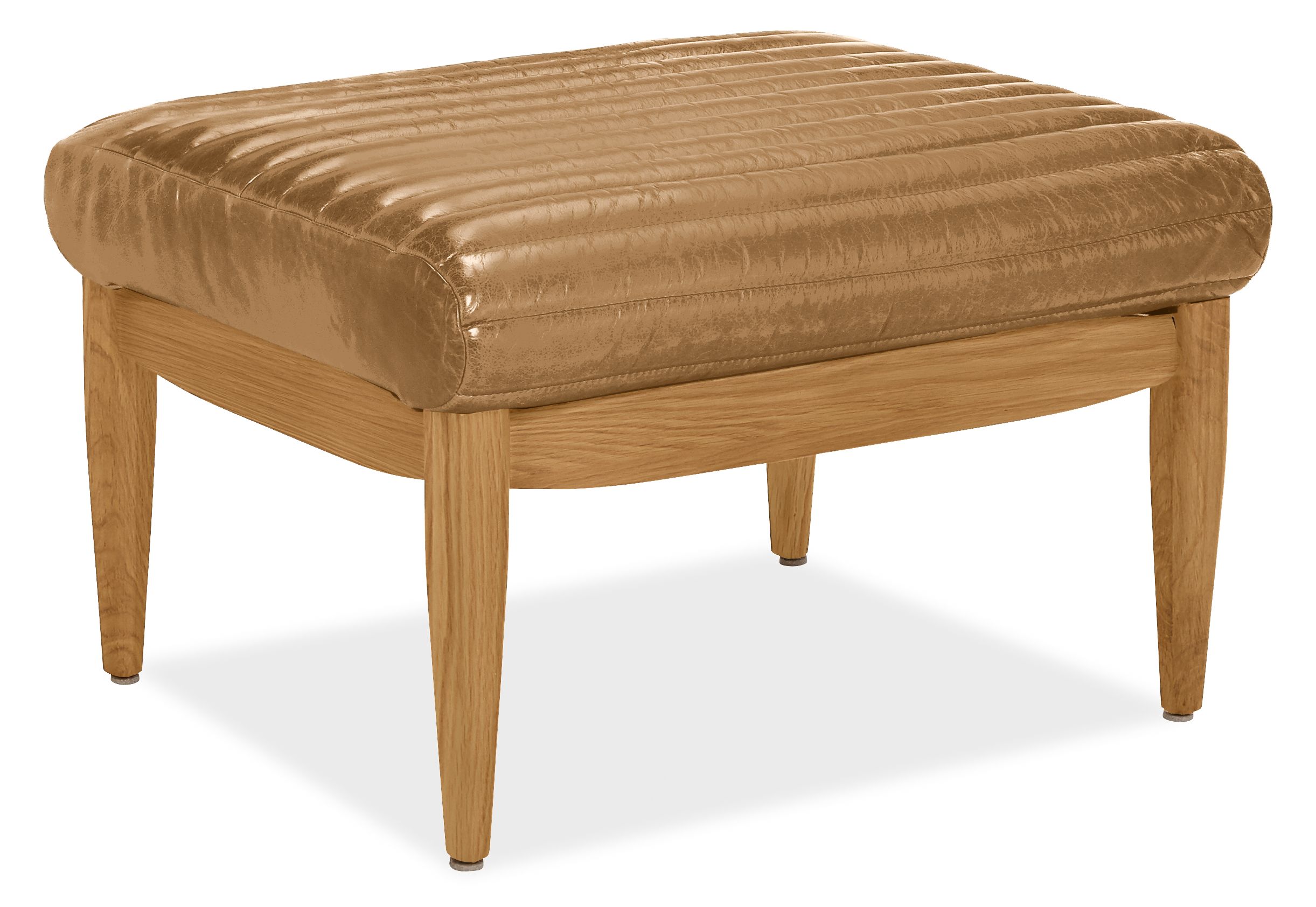 Callan 24w 20d 15h Ottoman in Portofino Cognac Leather with White Oak Frame