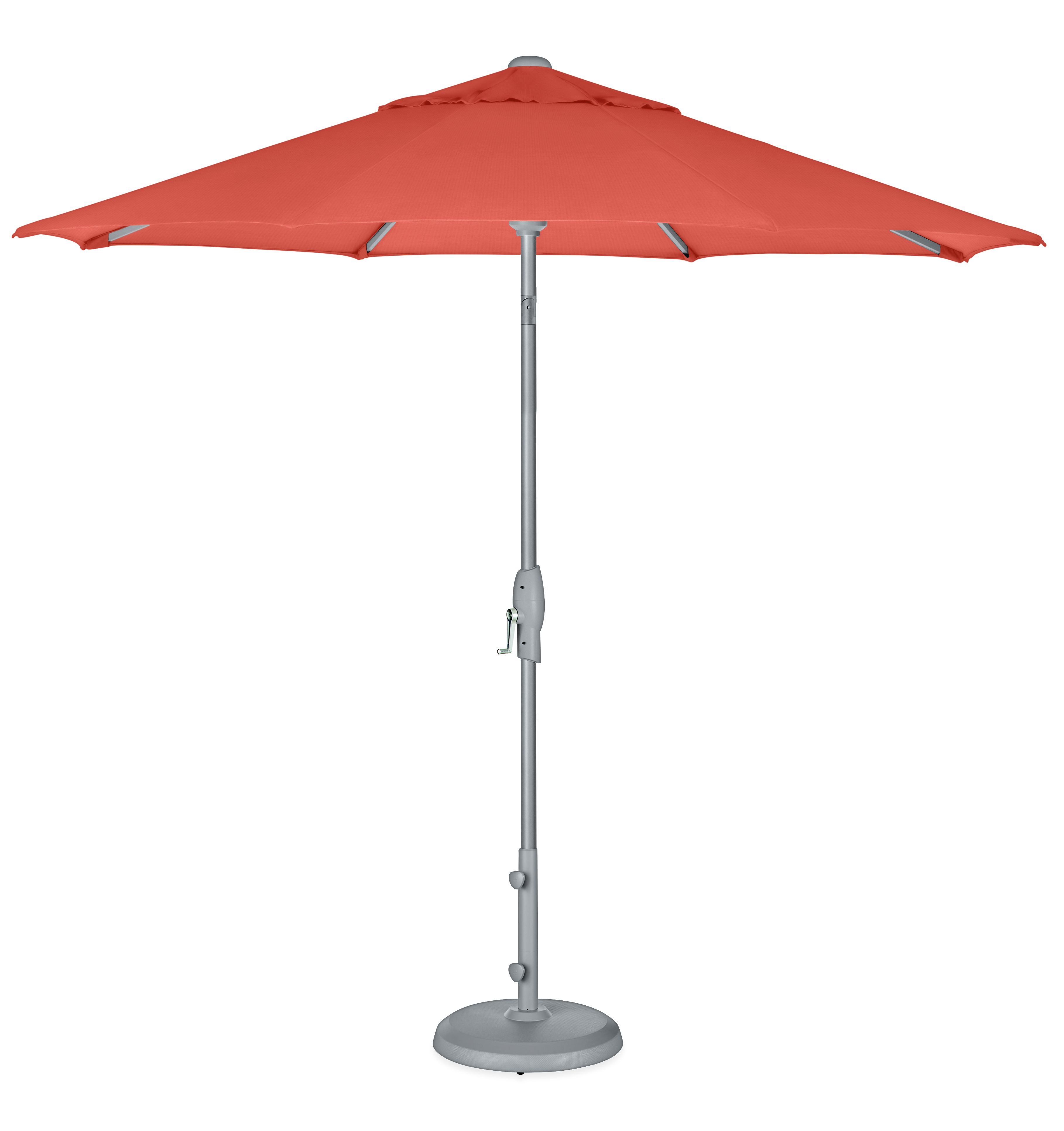 Oahu 9' Round Patio Umbrella in Sunbrella Canvas Orange with Silver Base