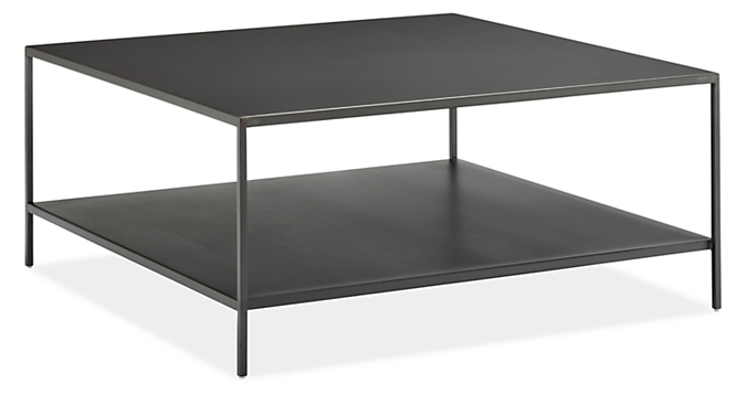 Slim 36w 36d 16h Square Coffee Table With Shelf