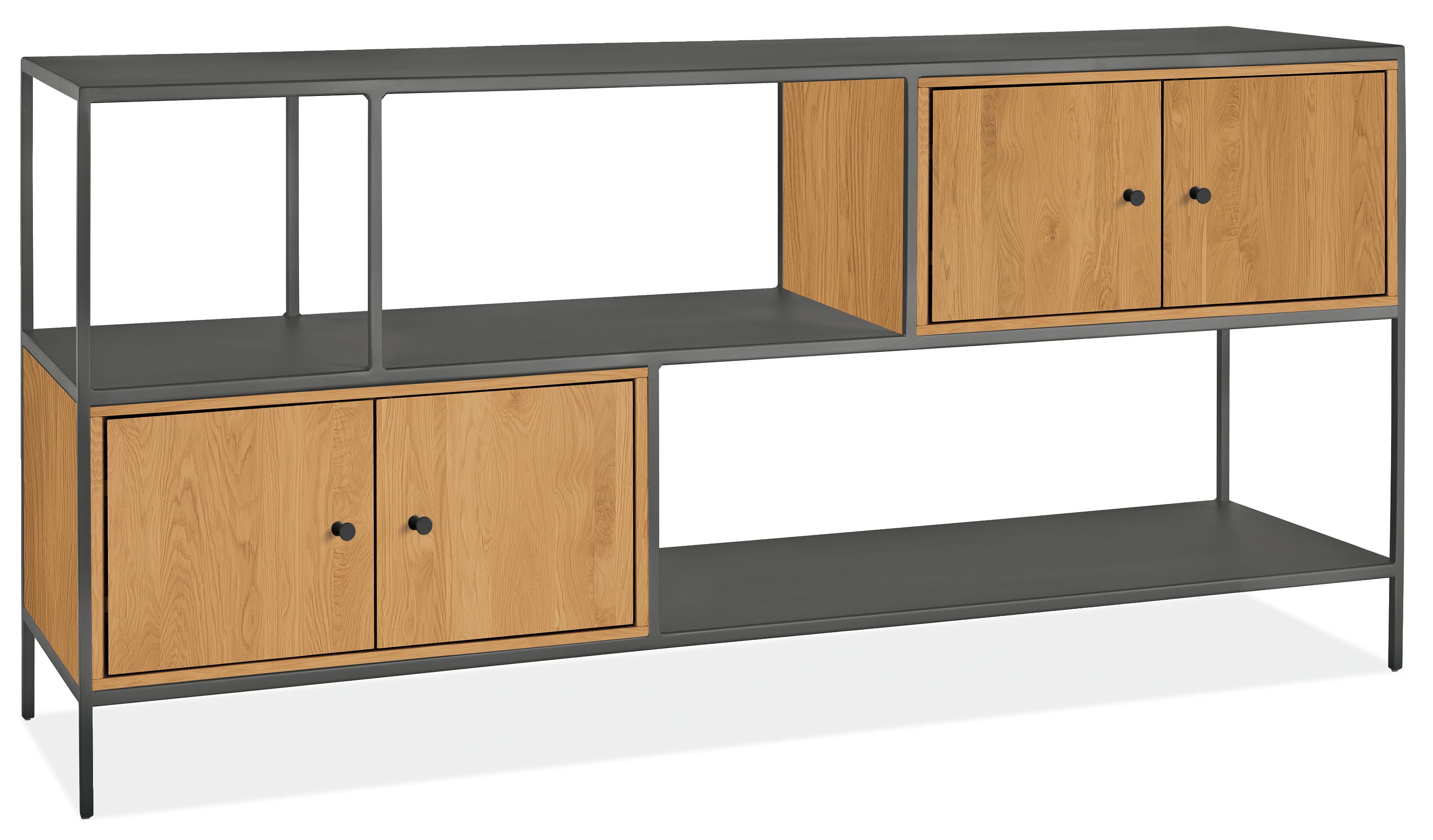Foshay 60w 15d 29h Console Bookcase in Natural Steel w/White Oak Inserts