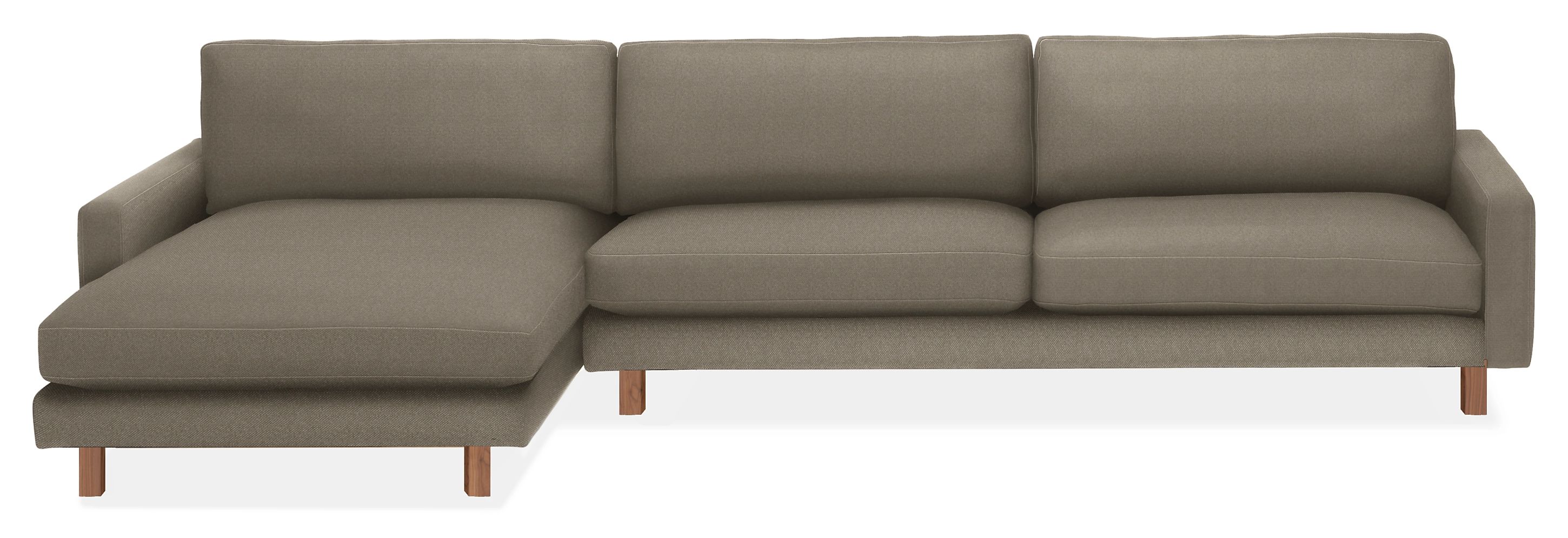 Pierson 129" Sofa w/Left-Arm Chaise in Arin Grey Fabric with Walnut